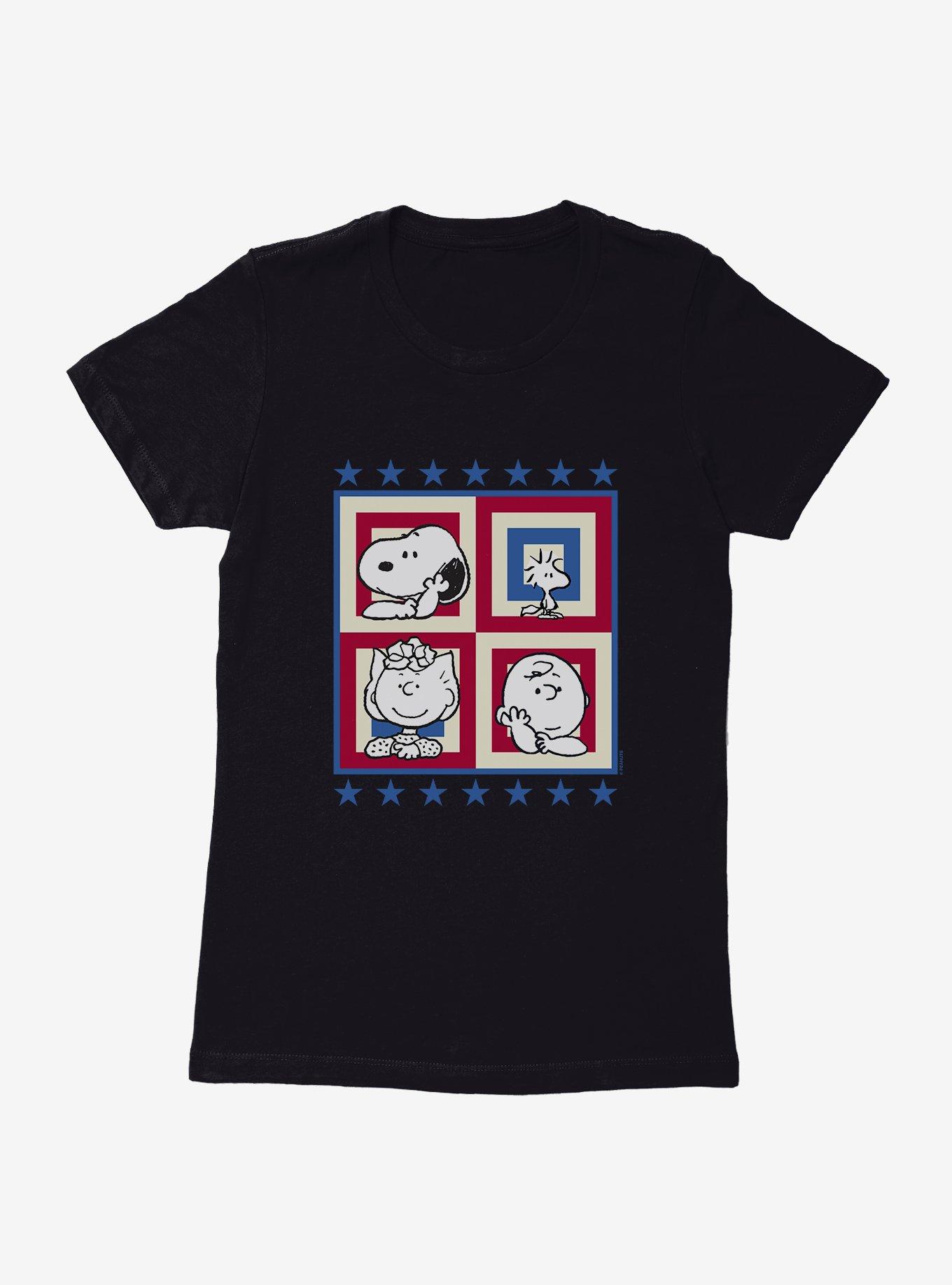 Peanuts Group Patriotic Squares Womens T-Shirt, , hi-res