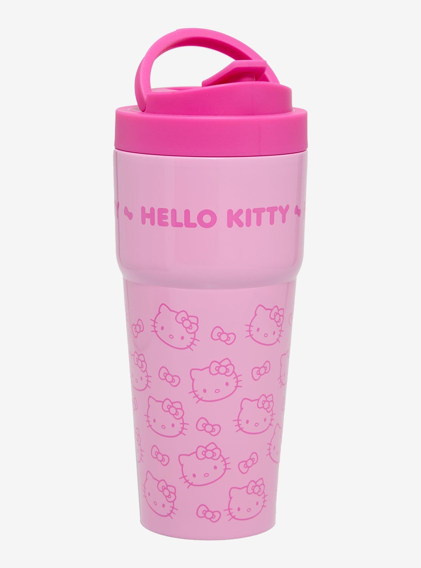 Sanrio Hello Kitty Pink Faces Allover Print Travel Mug, , hi-res