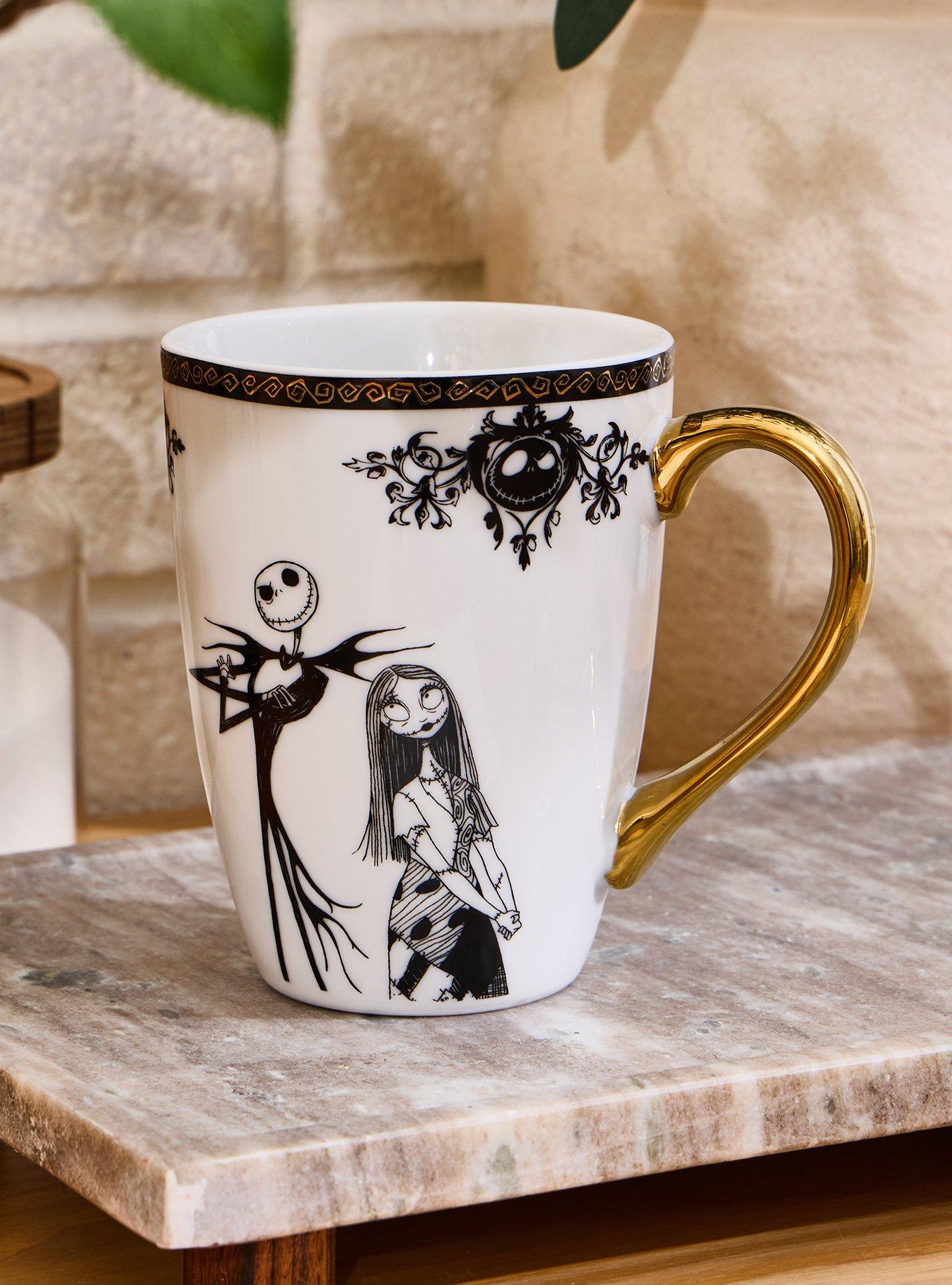 Disney The Nightmare Before Christmas Jack and Sally Gold Handle Mug