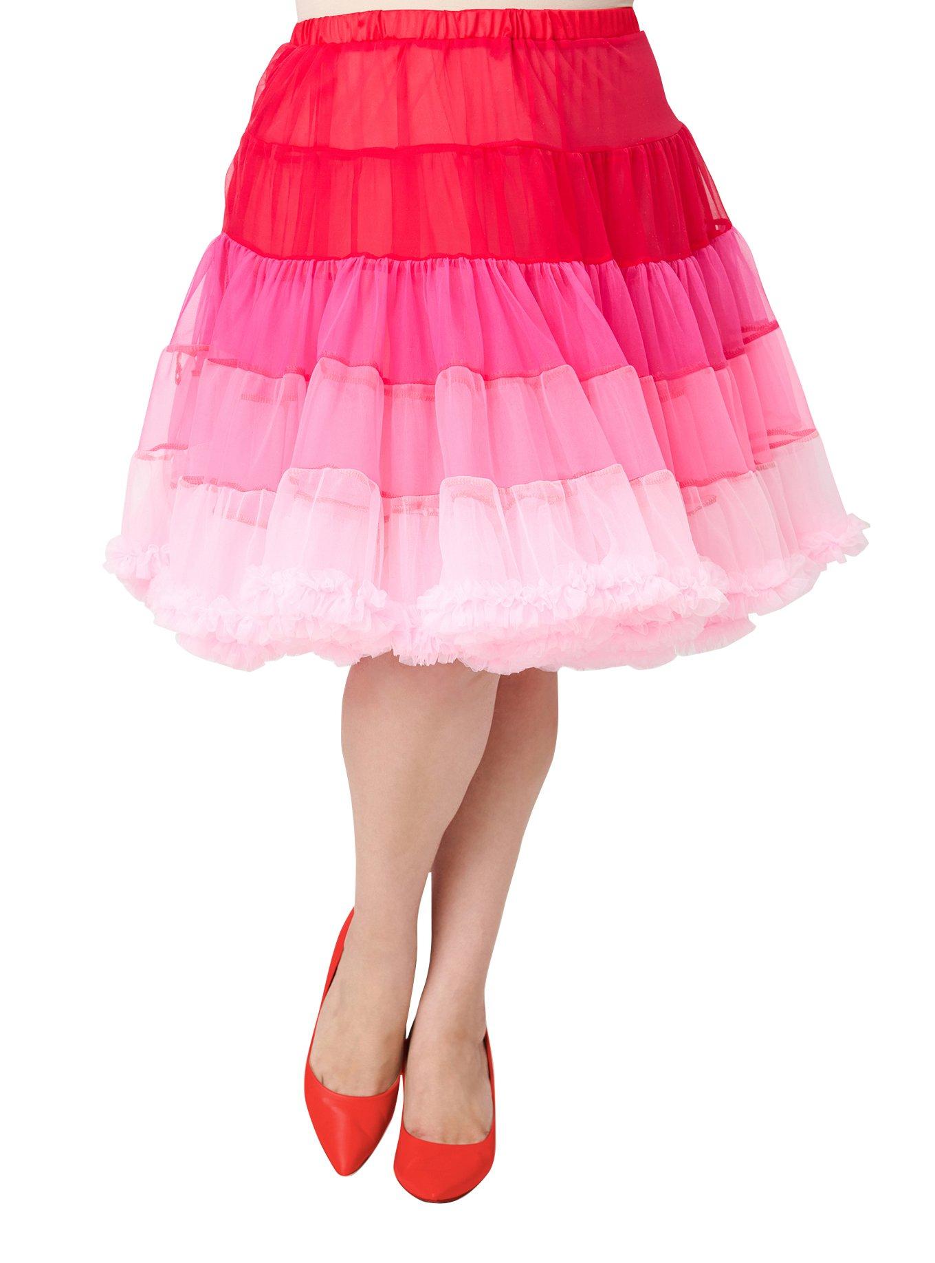 Unique Vintage Plus Size Red Ombre Tiered Petticoat, , hi-res