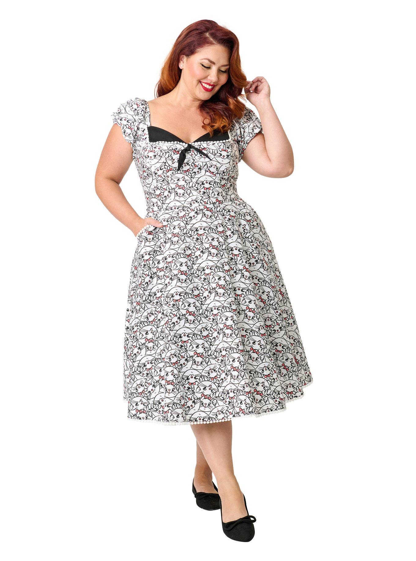Disney Aristocats Collection by Unique Vintage Disney Plus Size Marie All Over Print Swing Dress, , hi-res