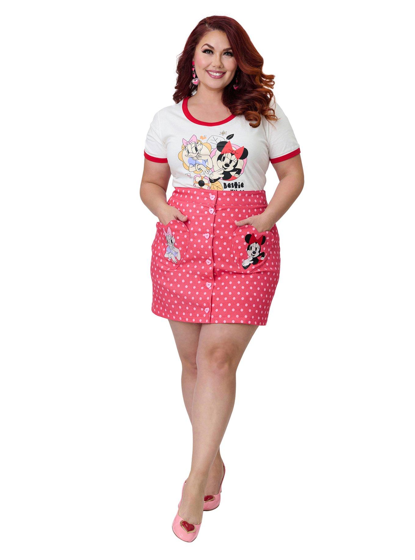 Disney Mickey & Friends Collection by Smak Parlour Plus Size Minnie & Daisy Galentines Mini Skirt, , hi-res
