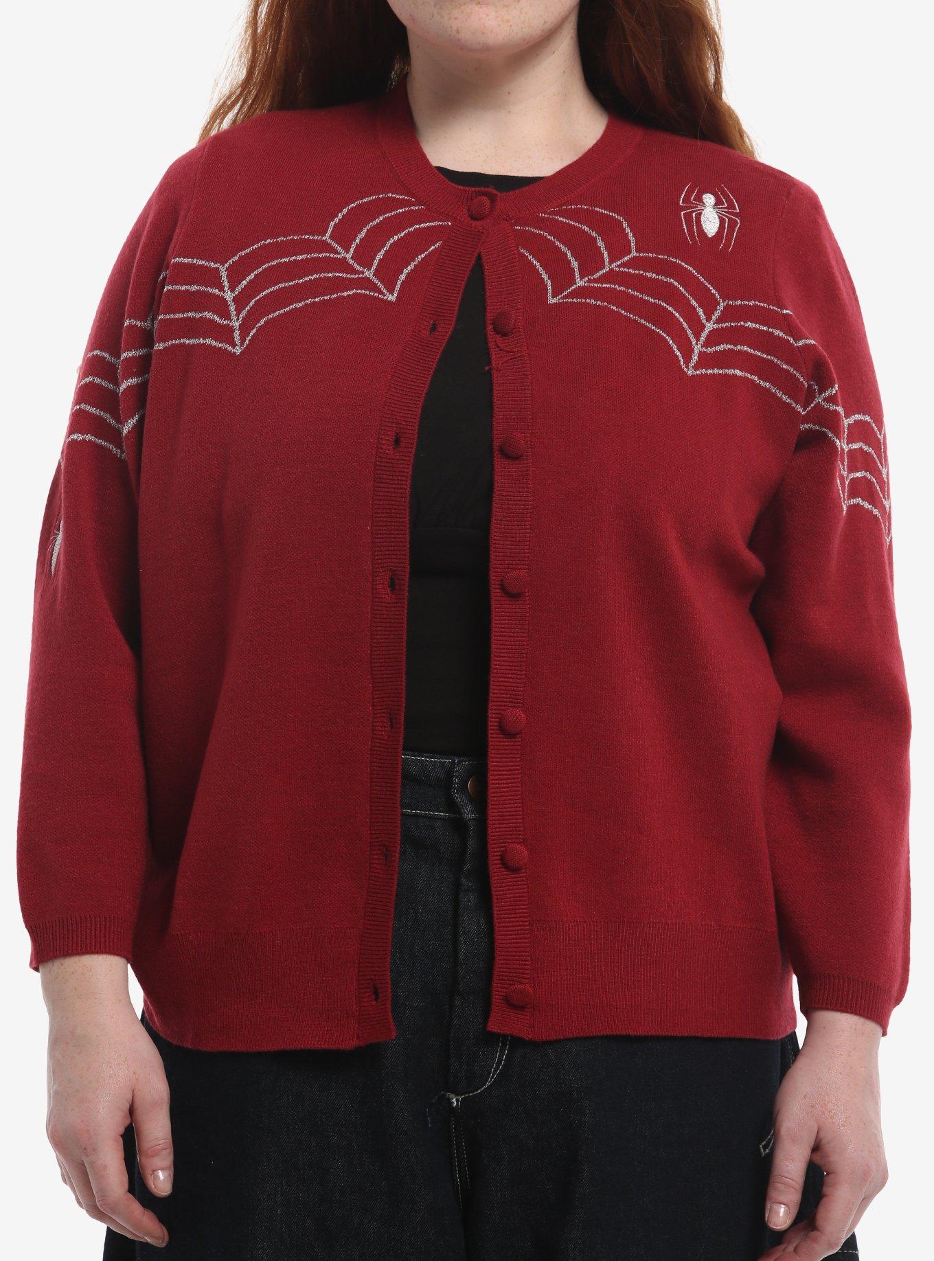 Her Universe Marvel Spider-Man Webs Three-Quarter Sleeve Plus Size Cardigan Her Universe Exclusive, , hi-res