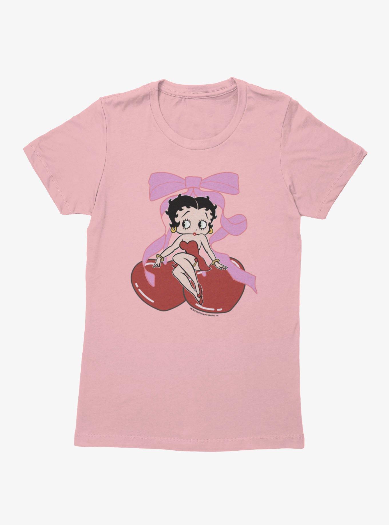 Betty Boop Heart Cherries Womens T-Shirt