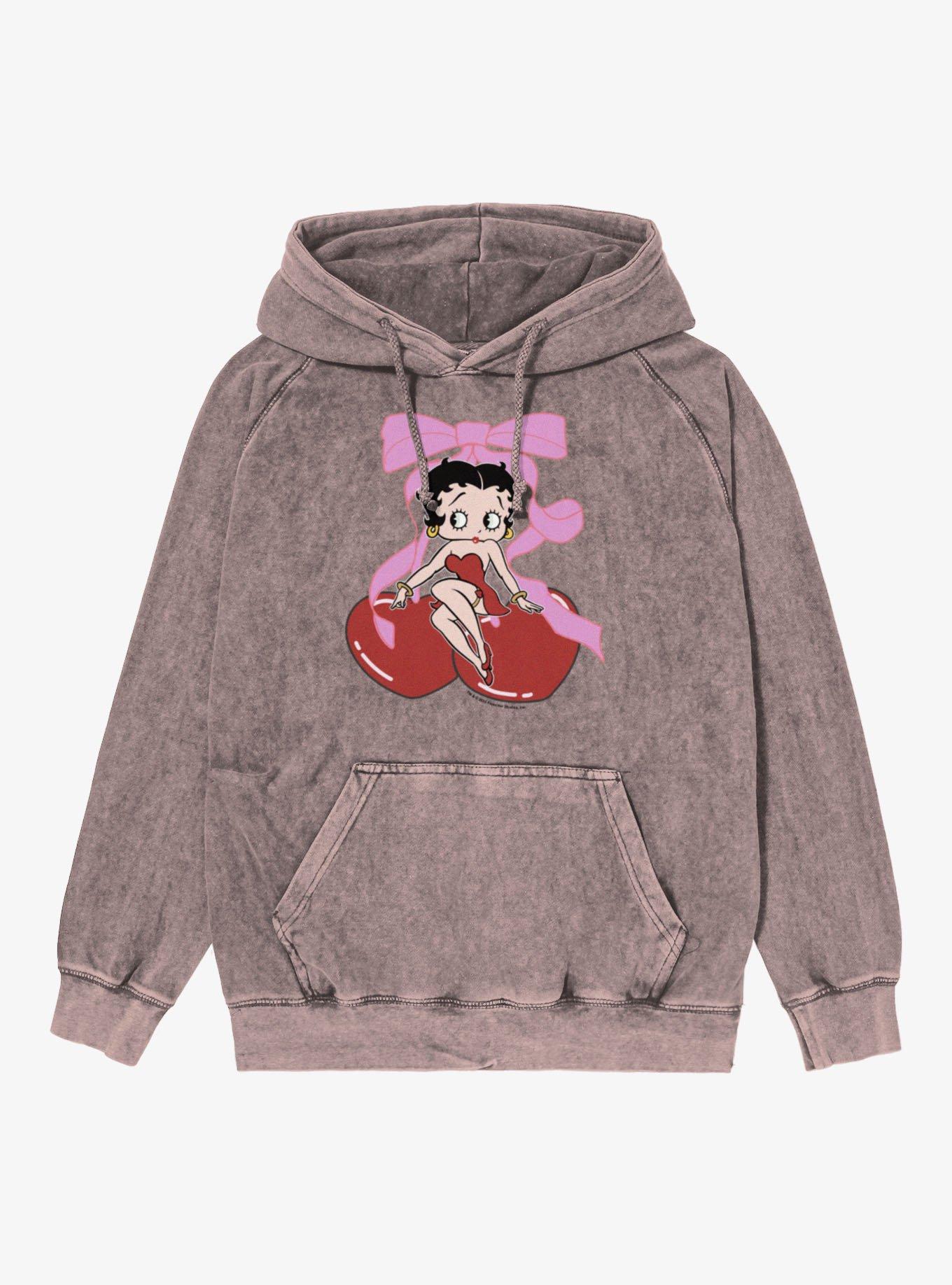 Betty Boop Heart Cherries Mineral Wash Hoodie