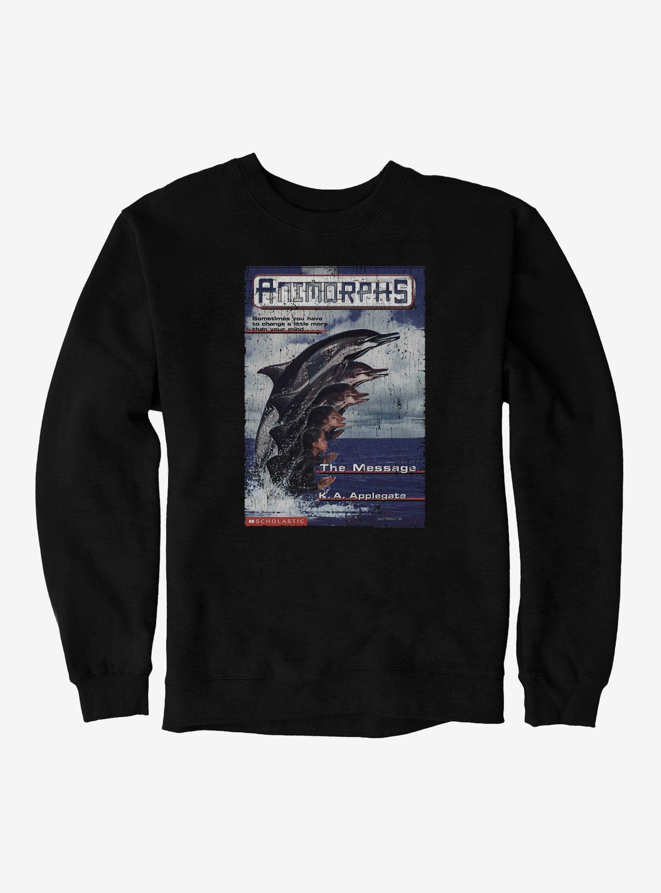 Animorphs The Message Dolphin Book Cover Sweatshirt, BLACK, hi-res view 1