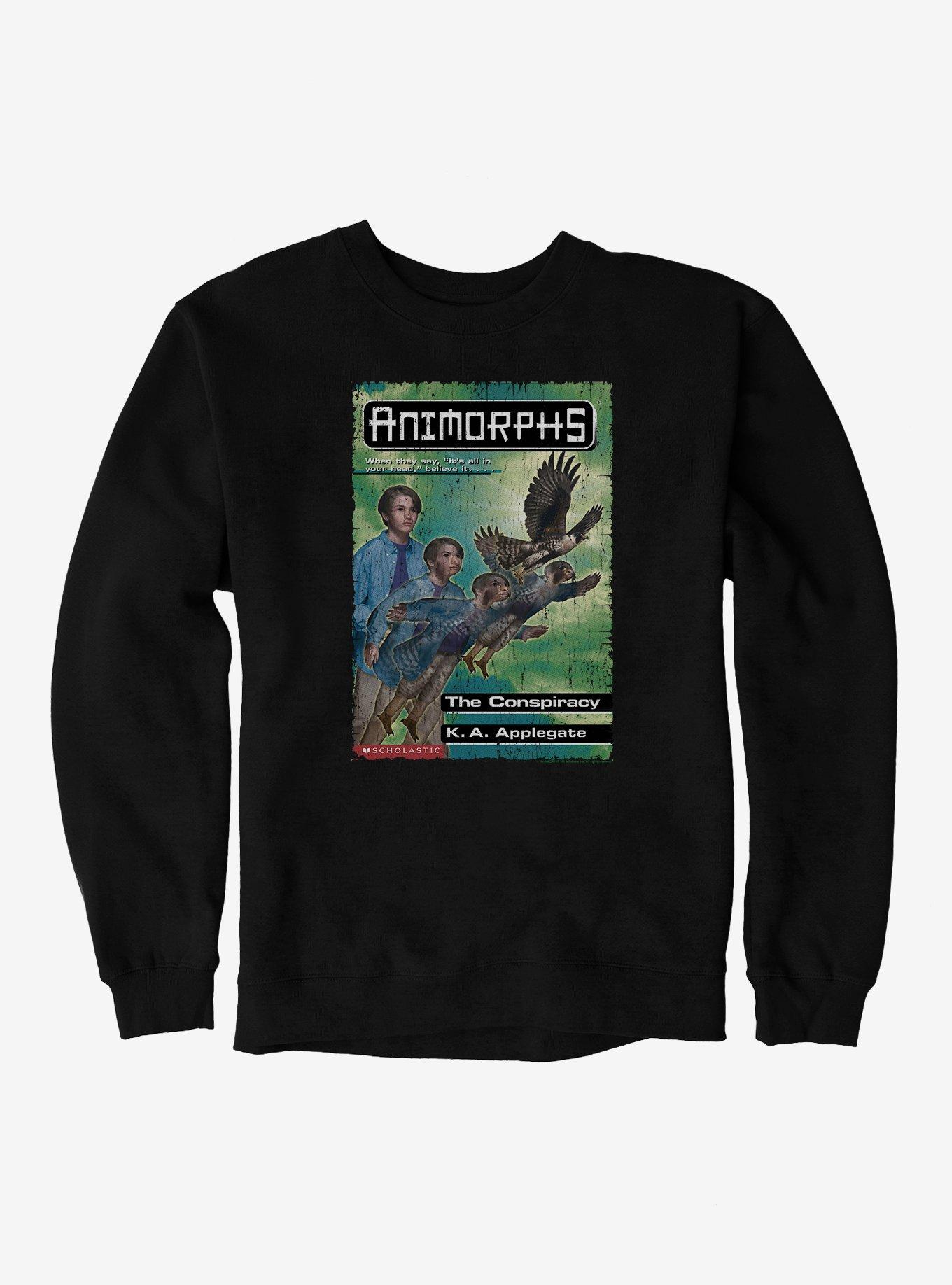 Animorphs The Conspiracy Falcon Book Cover Sweatshirt, BLACK, hi-res