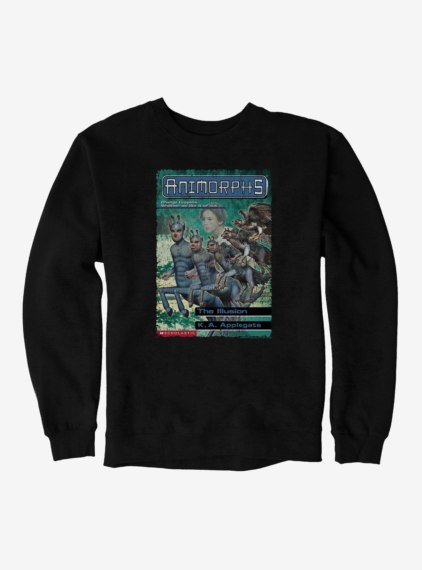 Animorphs The Illusion Alien Falcon Book Cover Sweatshirt, BLACK, hi-res view 1