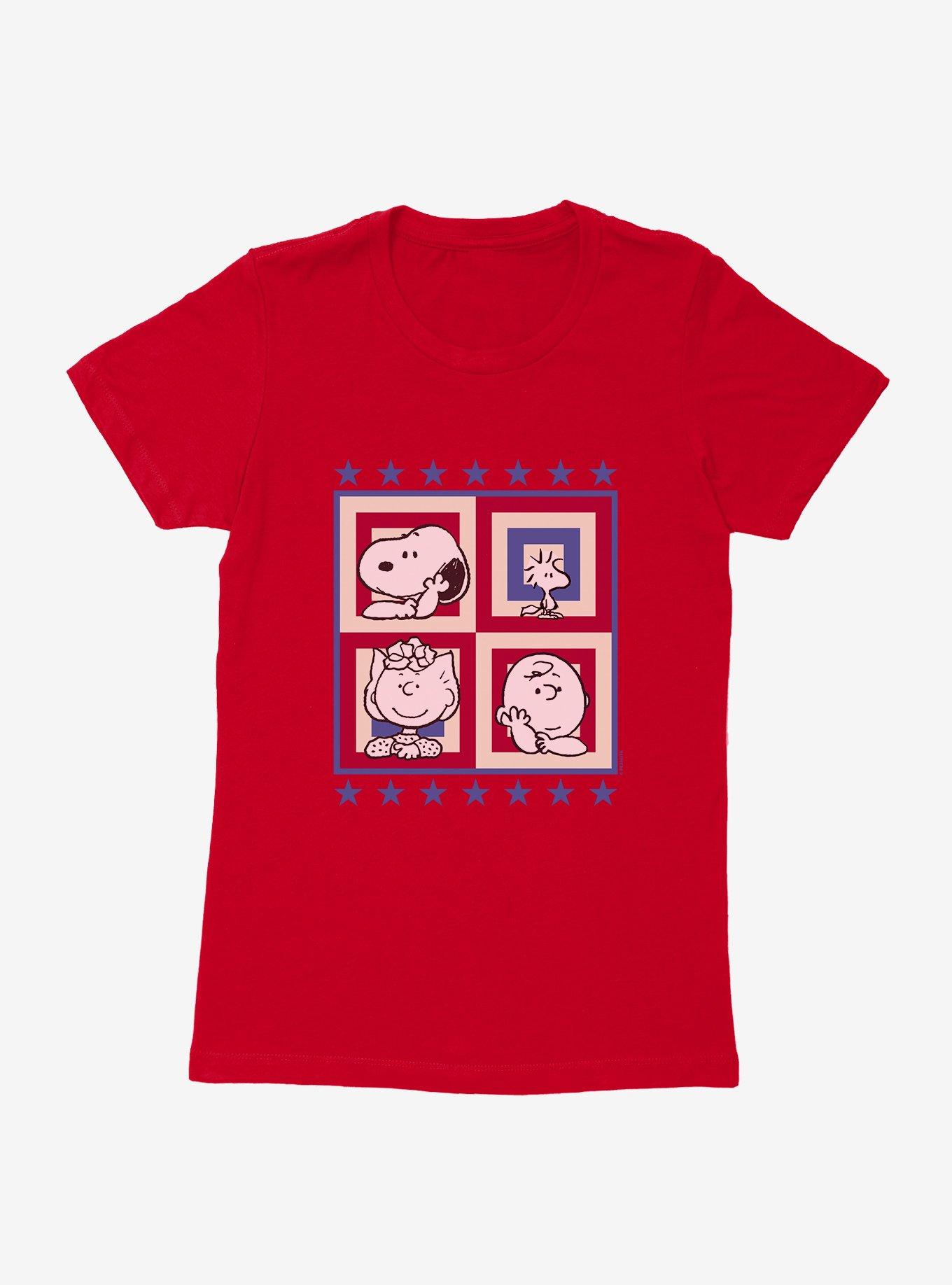 Peanuts Group Patriotic Squares Womens T-Shirt, , hi-res