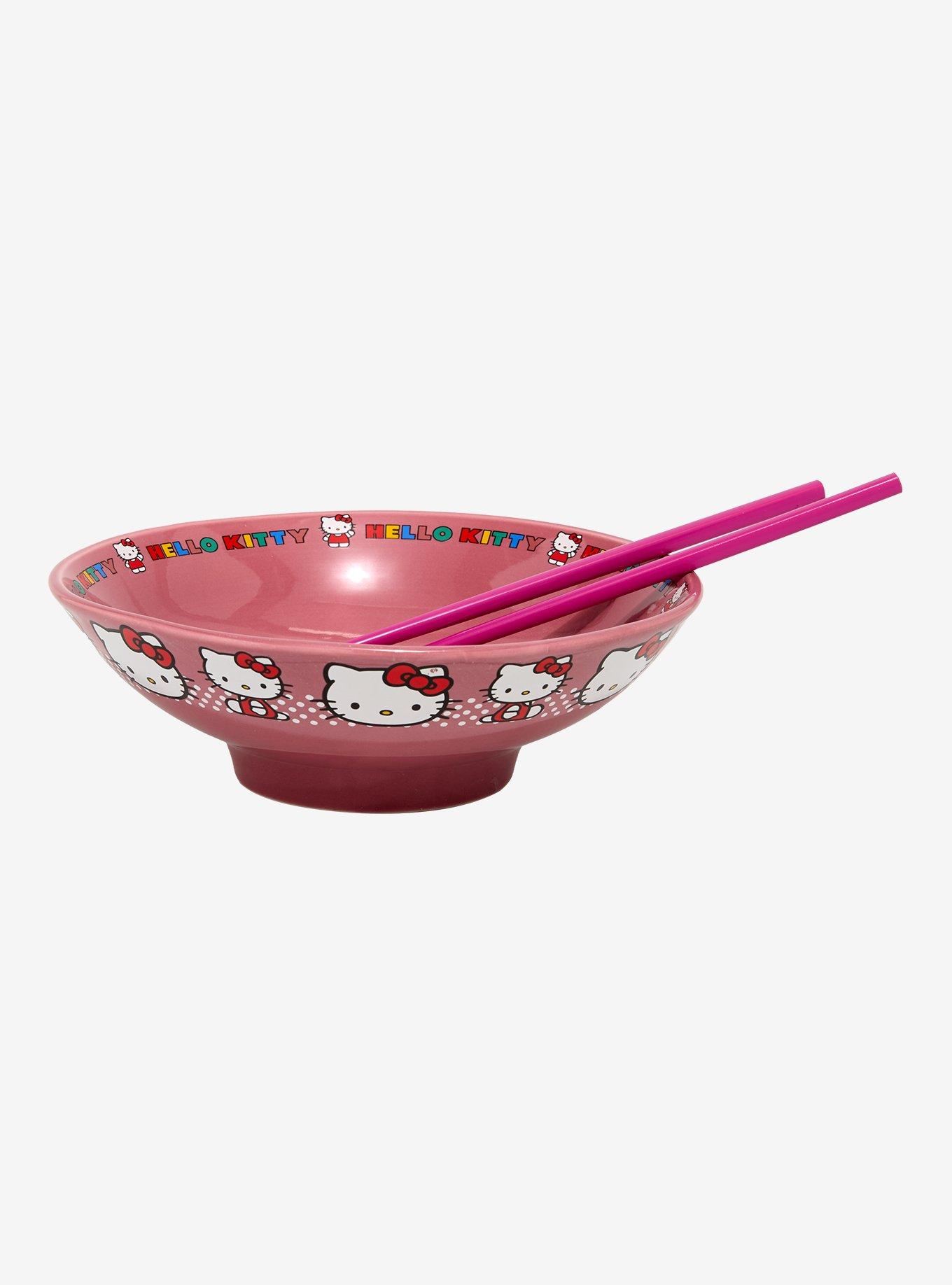 Sanrio Hello Kitty Polka Dot Wide Ramen Bowl with Chopsticks, , hi-res