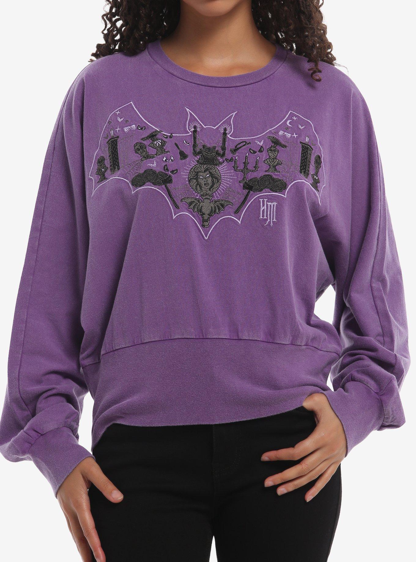 Her Universe Disney The Haunted Mansion Glow-in-the-Dark Bat Embroidered Icons Long Sleeve T-Shirt Her Universe Exclusive, , hi-res