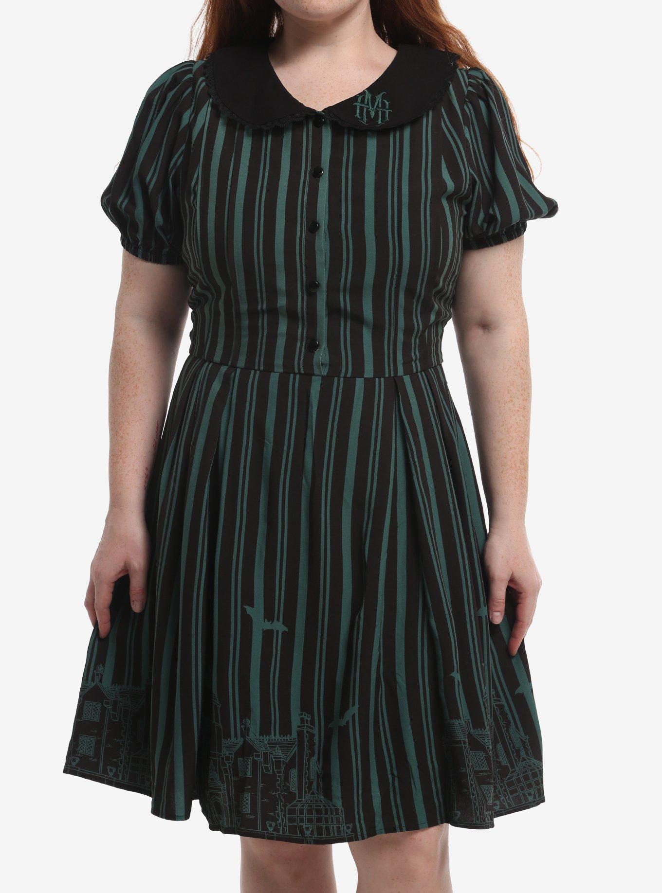 Her Universe Disney Haunted Mansion Striped Plus Size Puff Sleeve Dress Her Universe Exclusive, , hi-res
