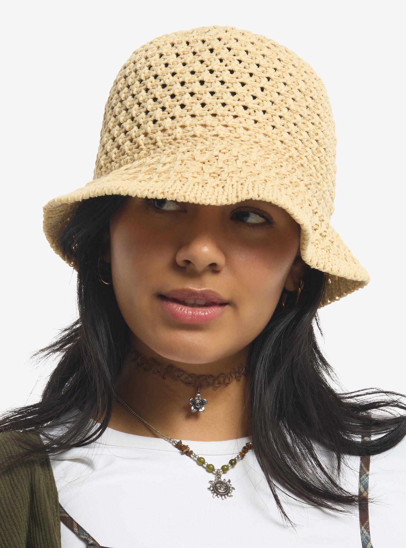 Cream Straw Bucket Hat, , hi-res