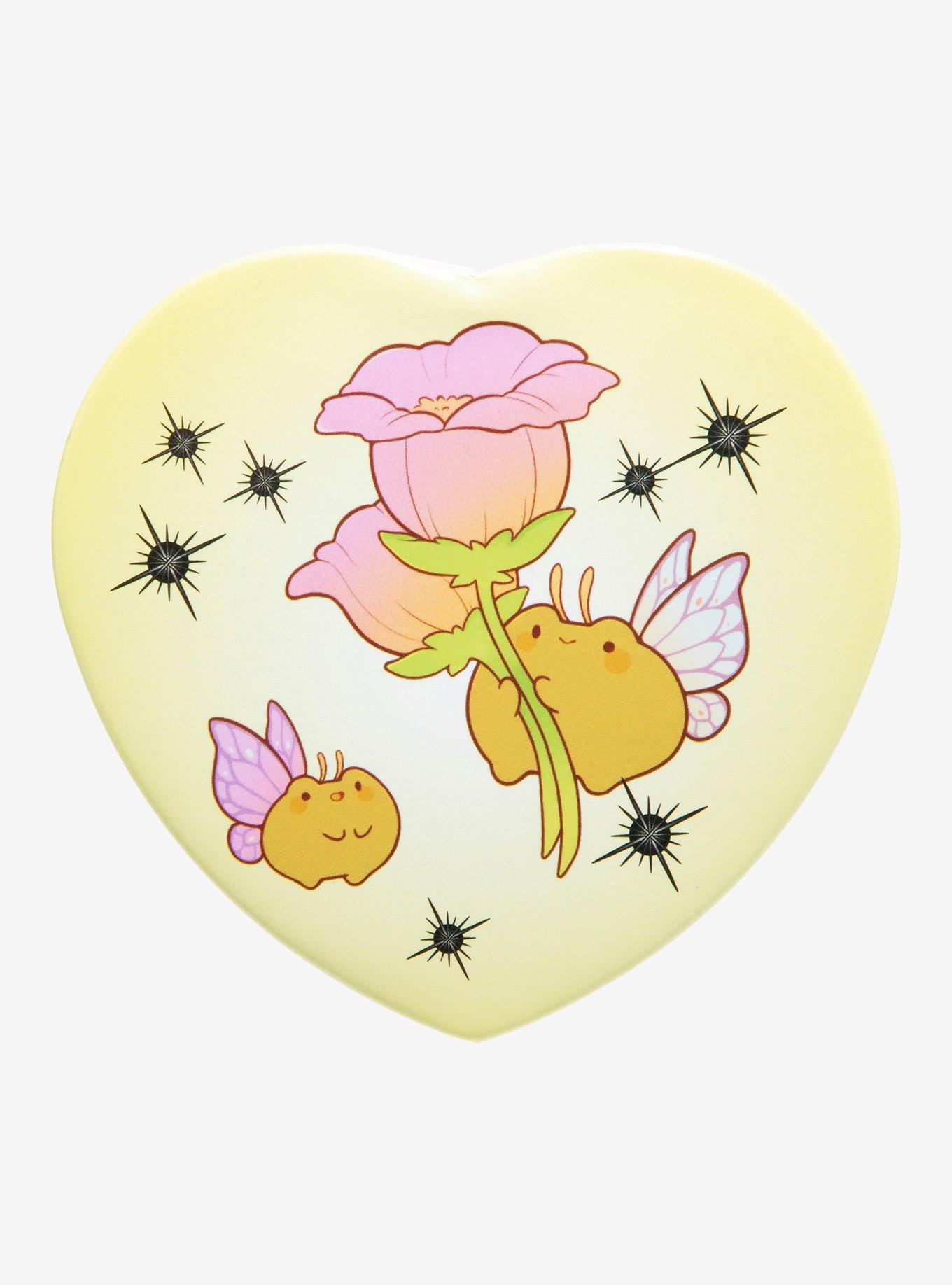 Frog Fairies & Flowers Heart-Shaped 3 Inch Button By Rhinlin, , hi-res