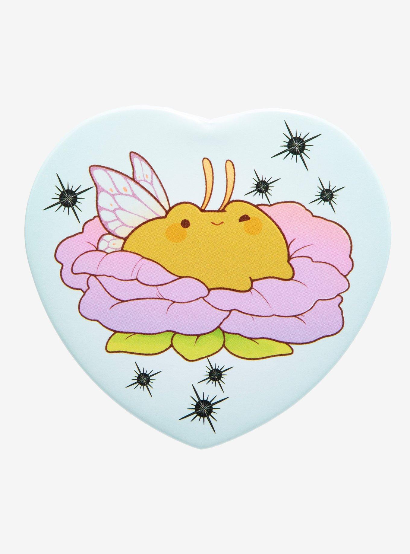 Frog Fairy Heart-Shaped 3 Inch Button By Rihnlin, , hi-res