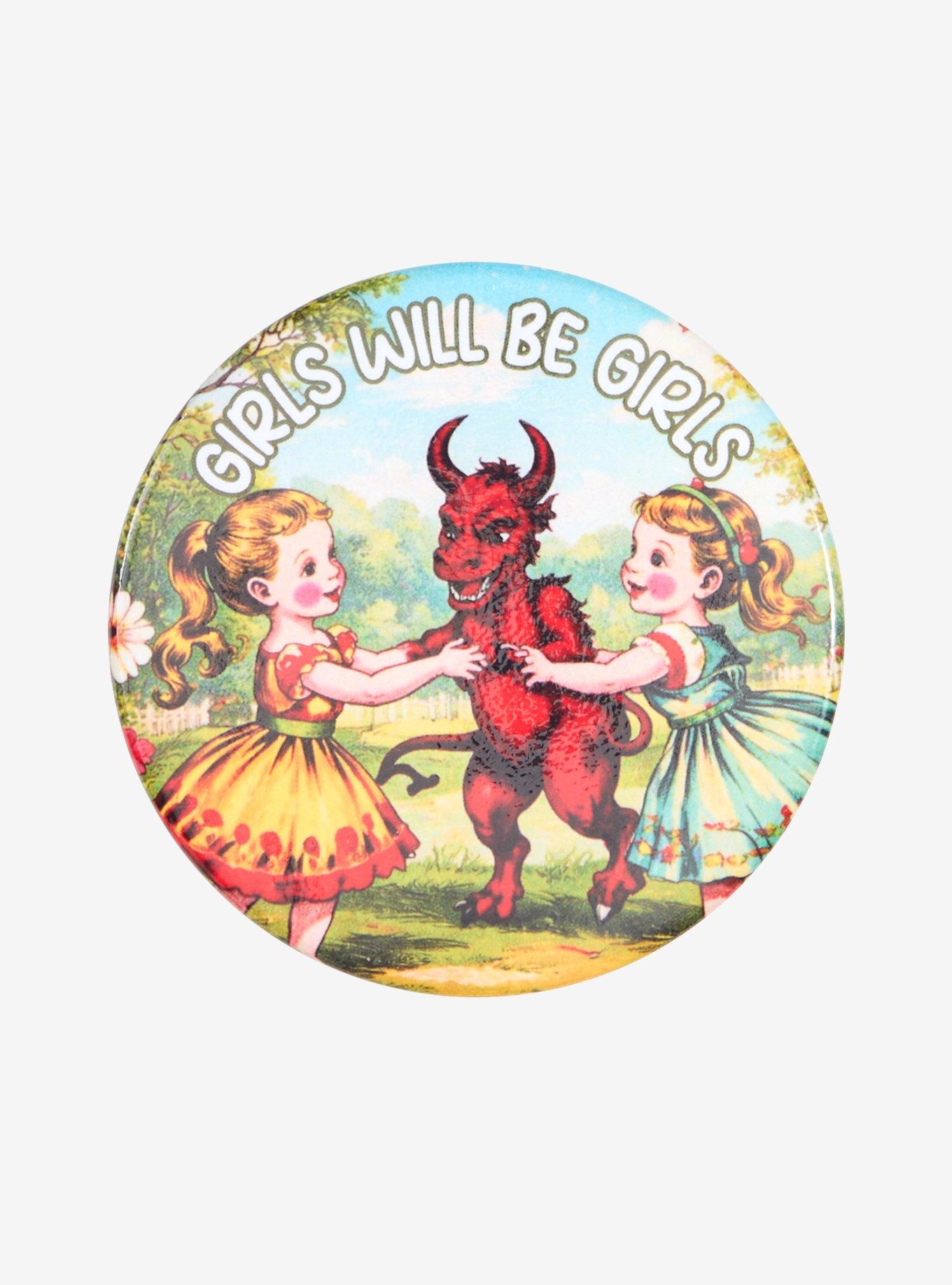 Girls Will Be Girls Devil 3 Inch Button, , hi-res