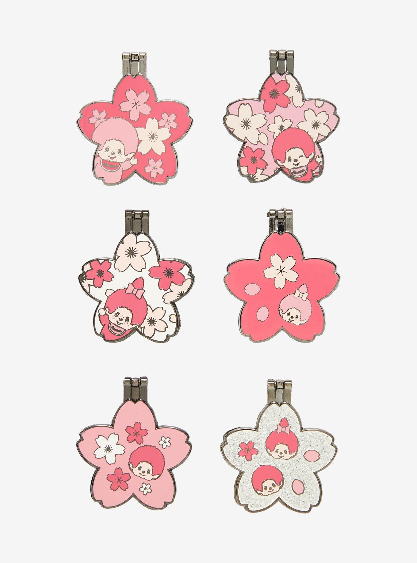 Whatever! Makes You Happy x Monchhichi Cherry Blossom Hinge Blind Box Enamel Pin, , hi-res