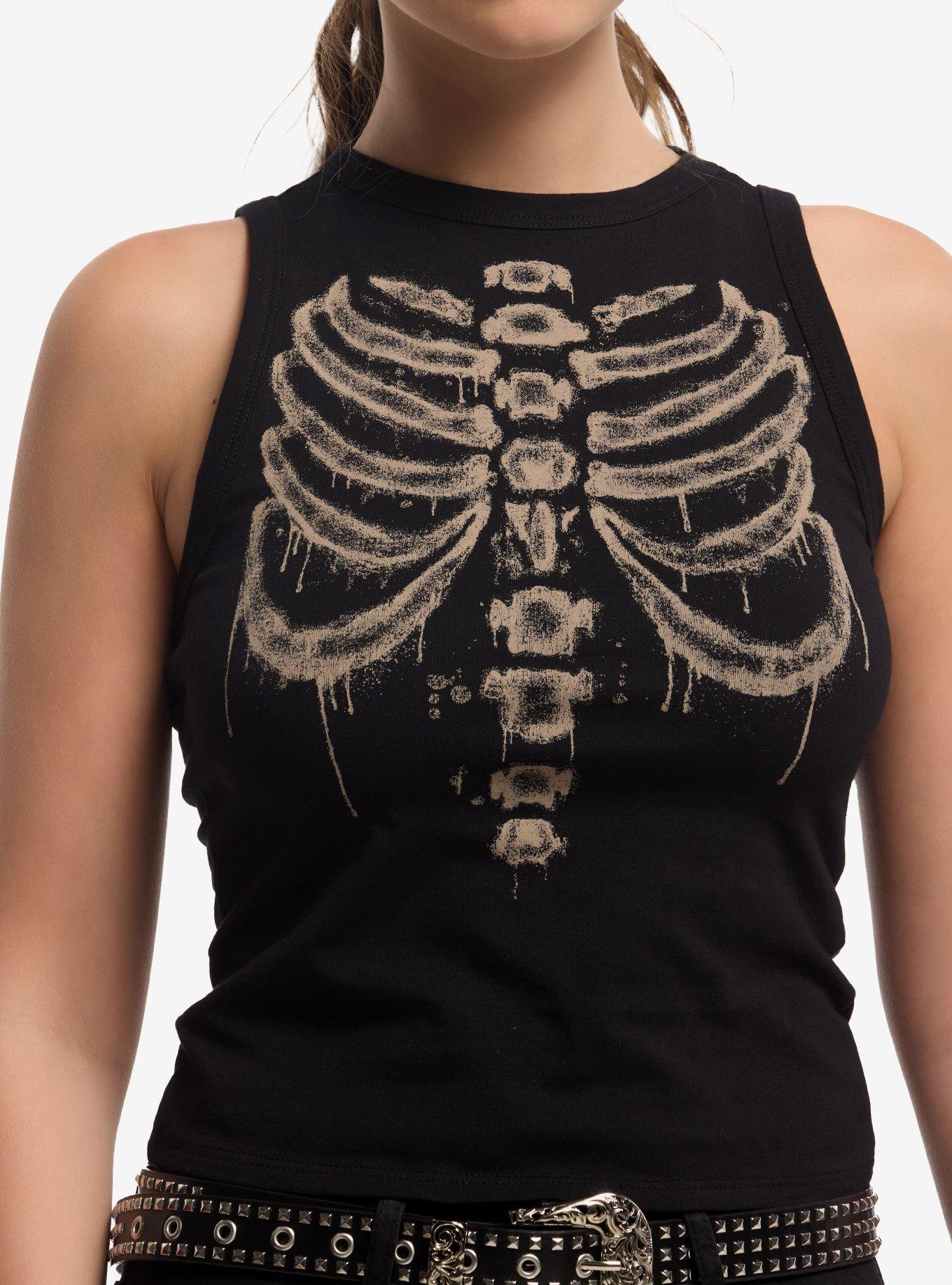 HOTTOPIC Bleached Rib Cage Girls Muscle Tank Top