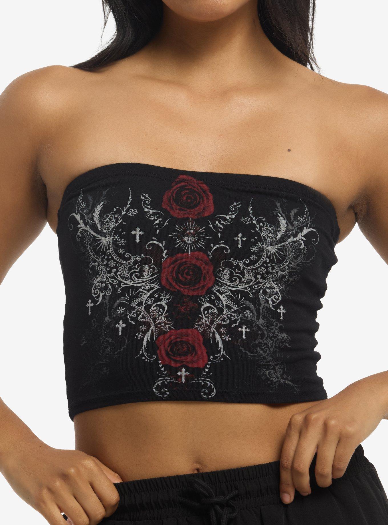 Social Collision Rose Filigree Girls Tube Top, , hi-res