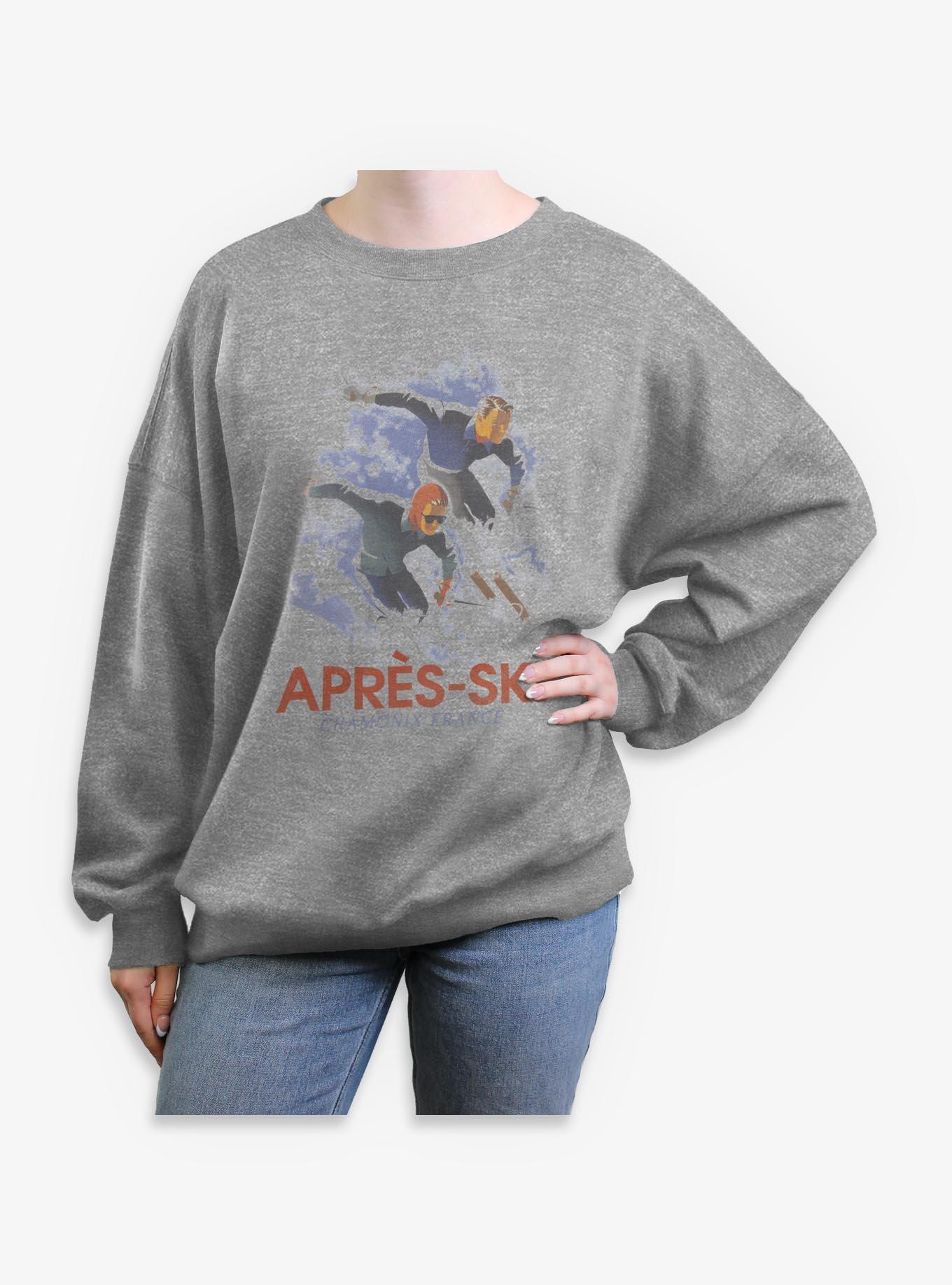 Vintage Apres Ski France Girls Oversized Sweatshirt, HEATHER GR, hi-res