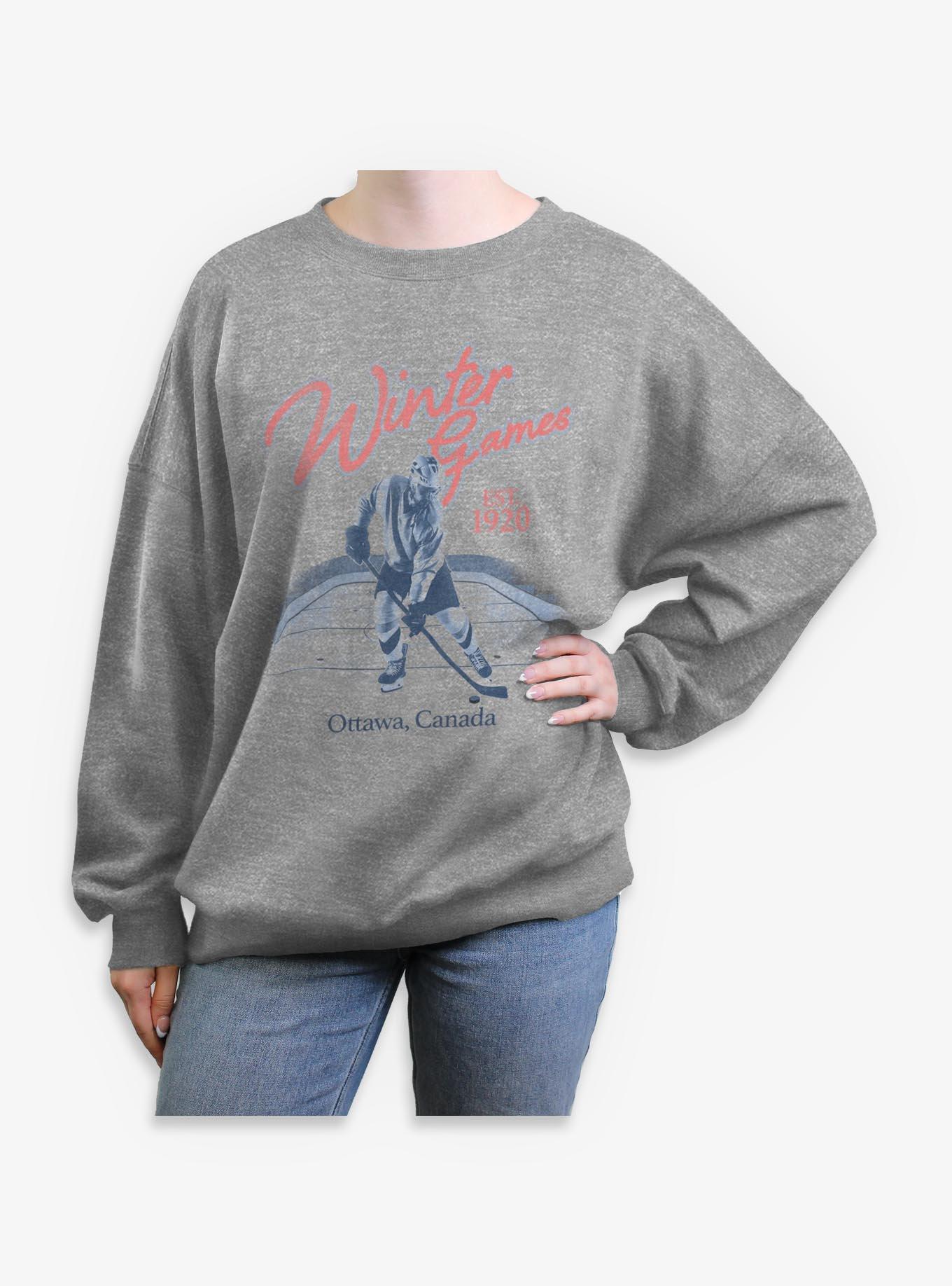 Winter Games Hockey Canada Girls Oversized Sweatshirt, HEATHER GR, hi-res