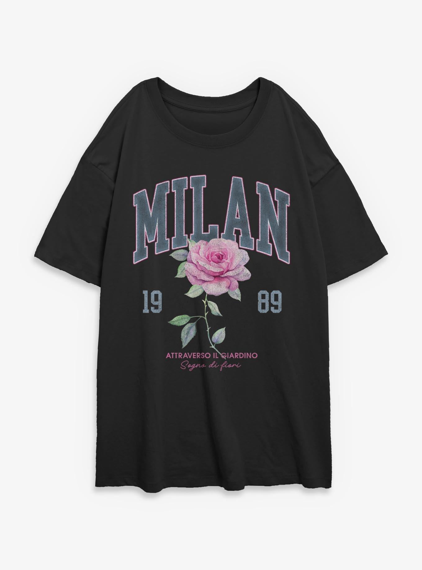 Milan Italy Dream Of Flowers Girls Oversized T-Shirt