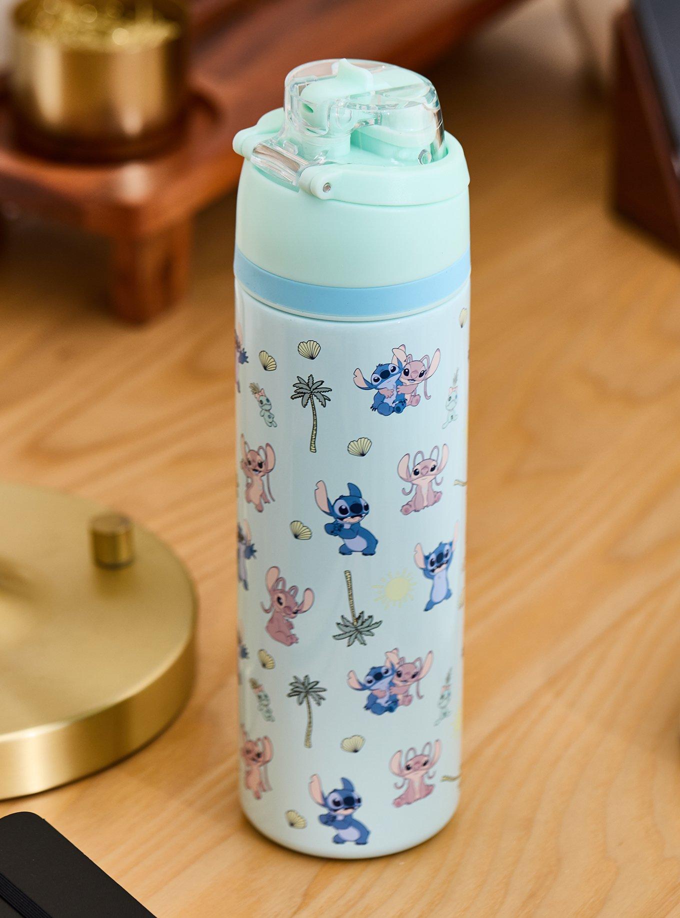 Disney Lilo & Stitch Angel & Stitch Allover Print Flip Top Water Bottle, , hi-res