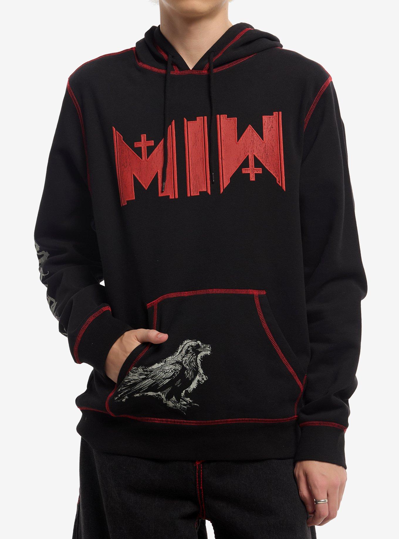 Motionless In White Crow Contrast Stitch Hoodie, , hi-res