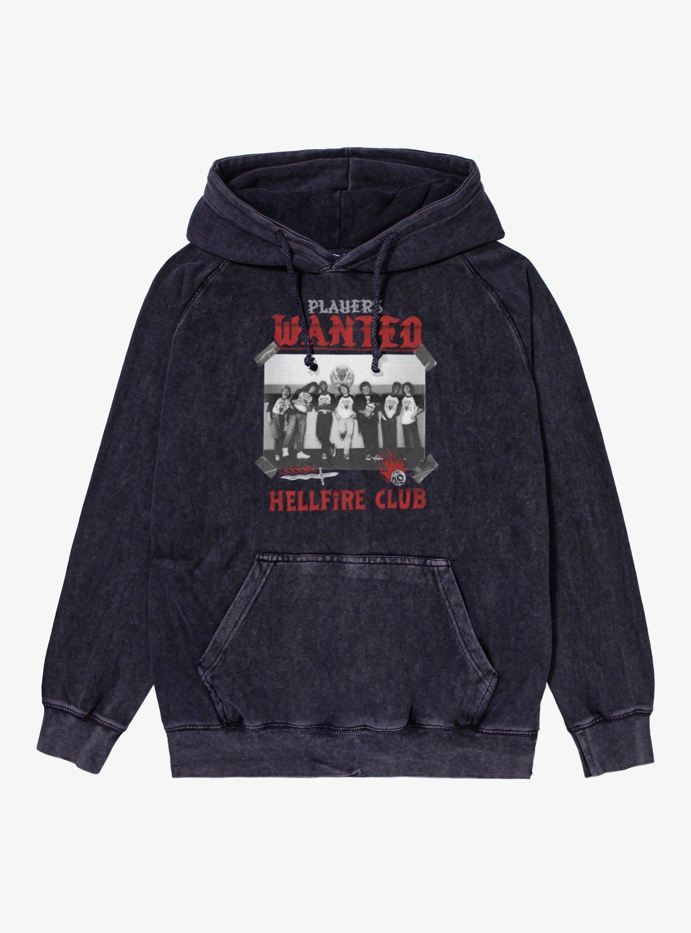 Stranger Things Players Wanted Hellfire Club Mineral Wash Hoodie, , hi-res
