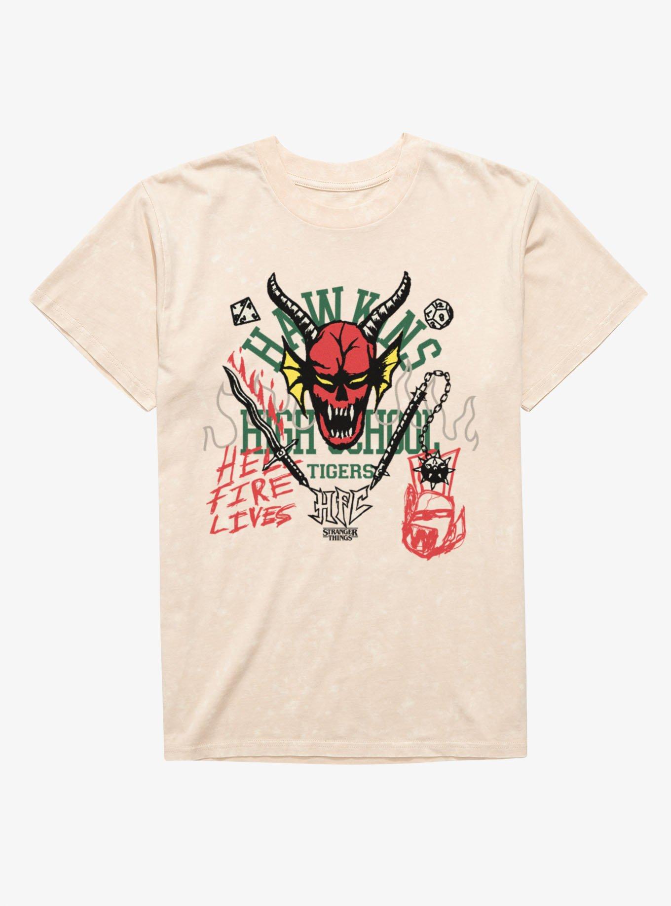 Stranger Things Hawkins High School Hellfire Mineral Wash T-Shirt, , hi-res