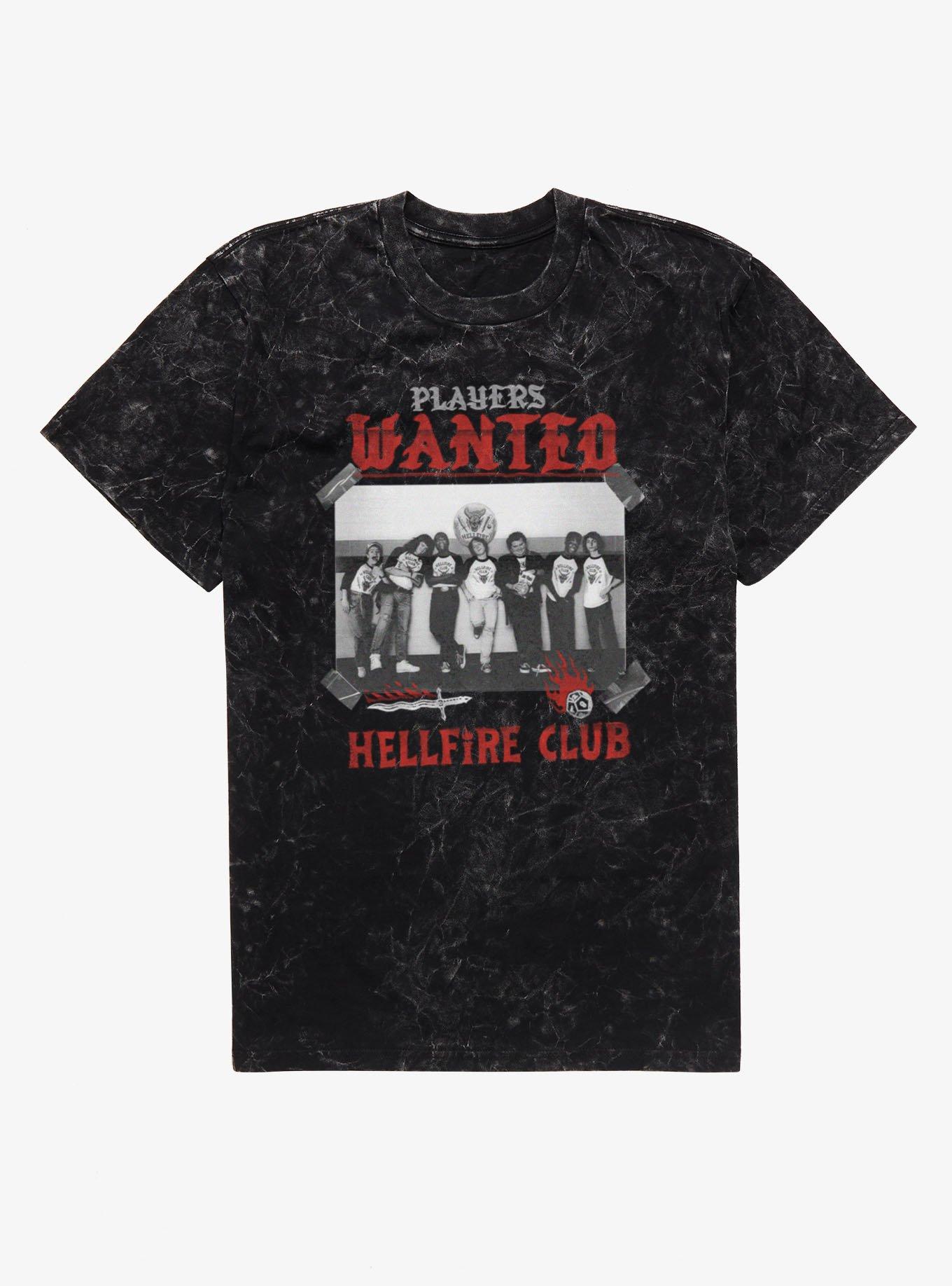 Stranger Things Players Wanted Hellfire Club T-Shirt, BLACK MINERAL WASH, hi-res