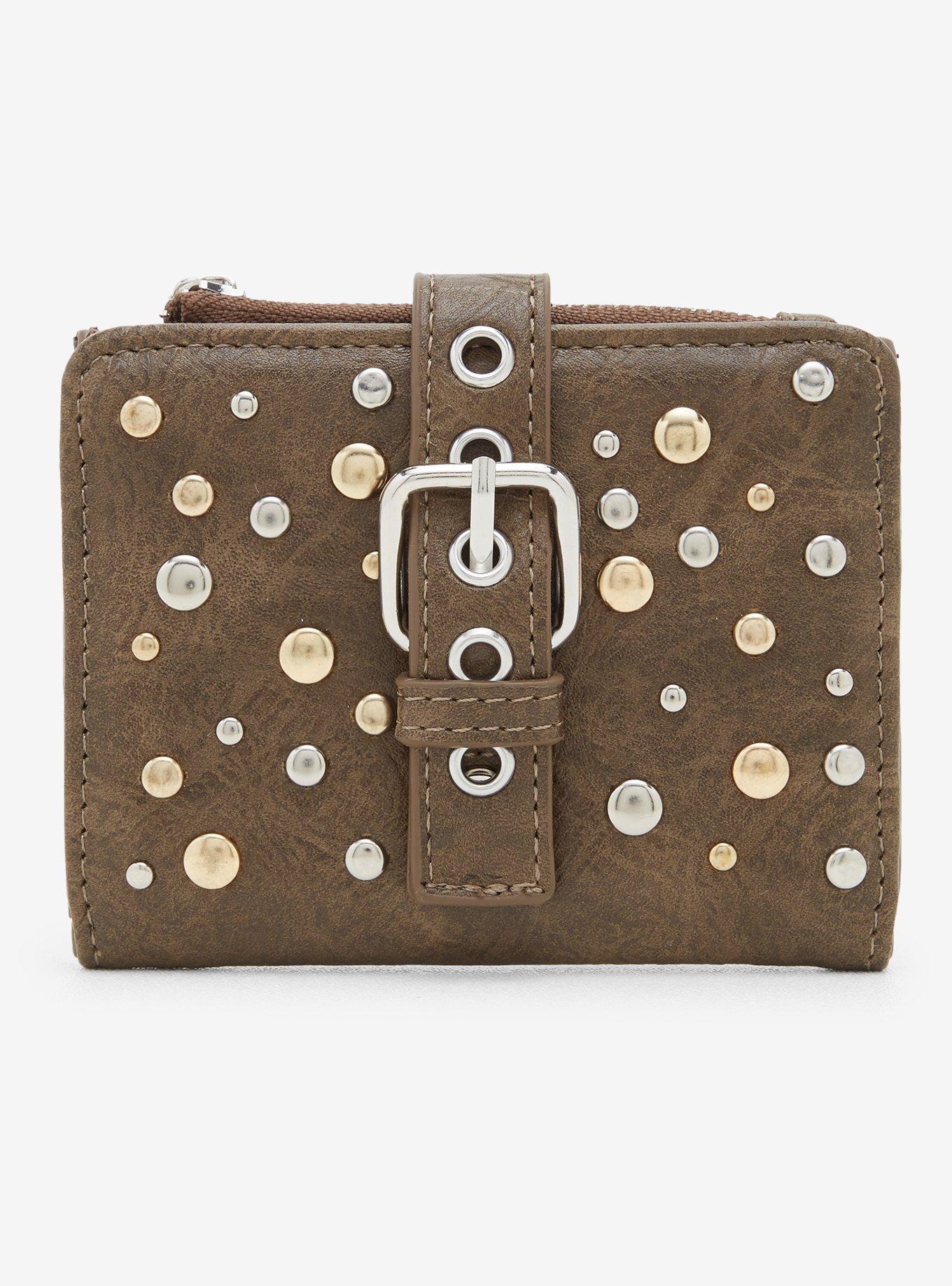 Thorn & Fable Brown Faux Leather Stud Mini Wallet