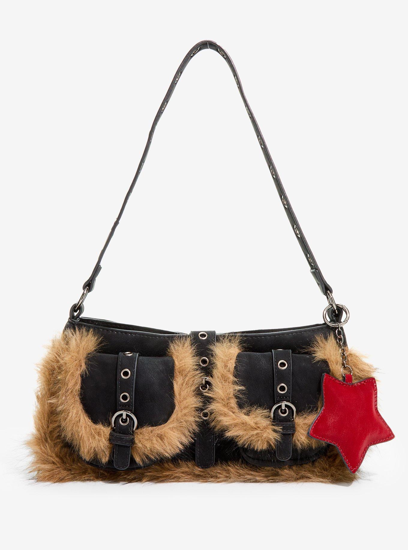 Fur Trim Star Charm Shoulder Bag, , hi-res