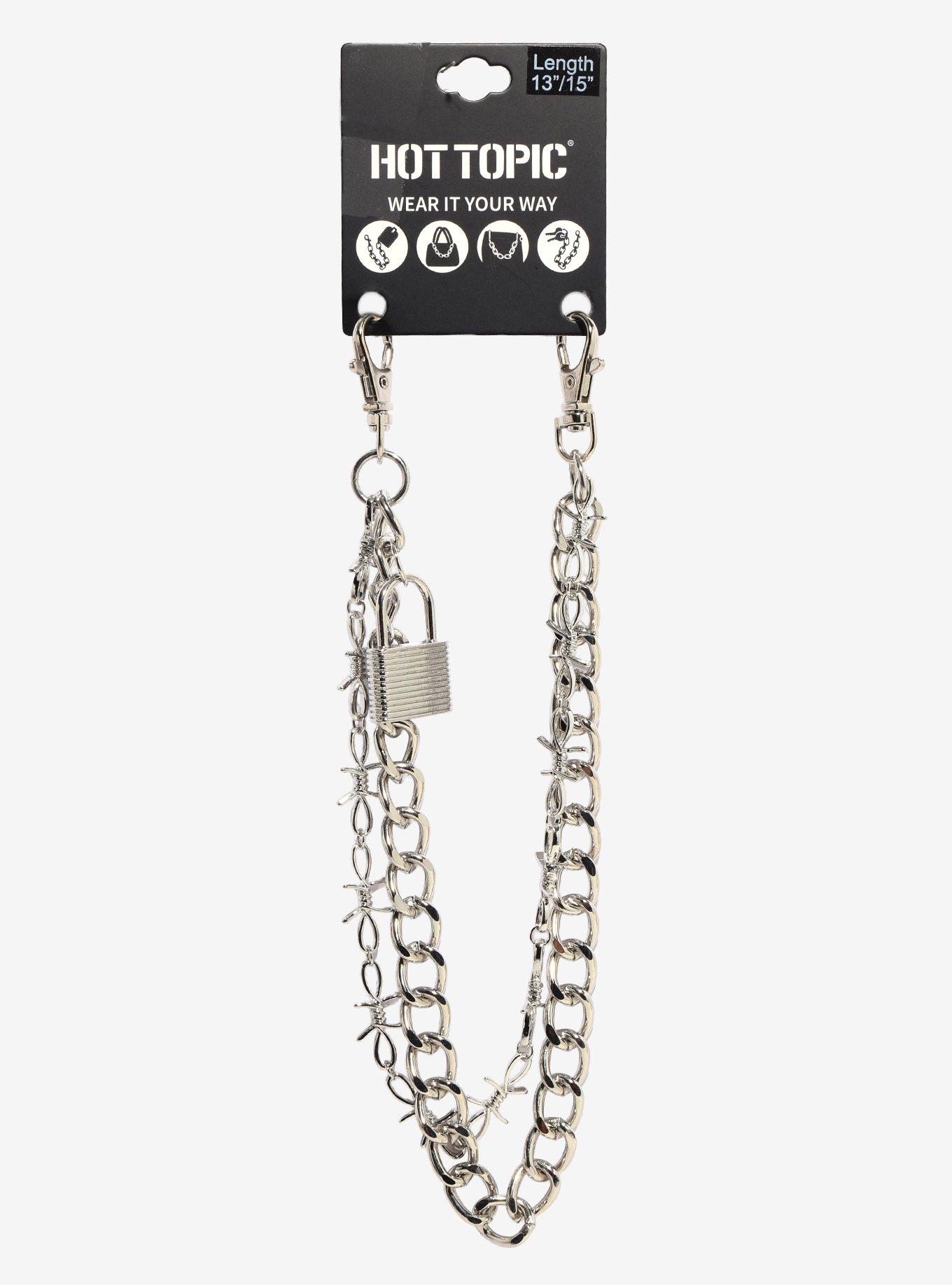 Padlock Barbed Wire 13 Inch & 15 Inch Double Wallet Chain, , hi-res