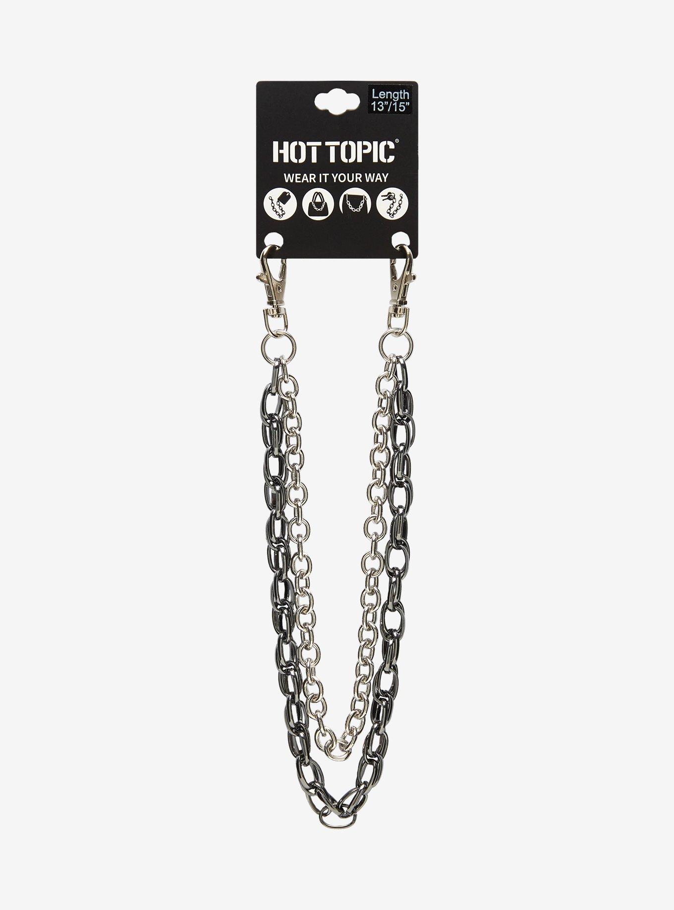 Silver & Gunmetal 13 Inch & 15 Inch Double Wallet Chain, , hi-res