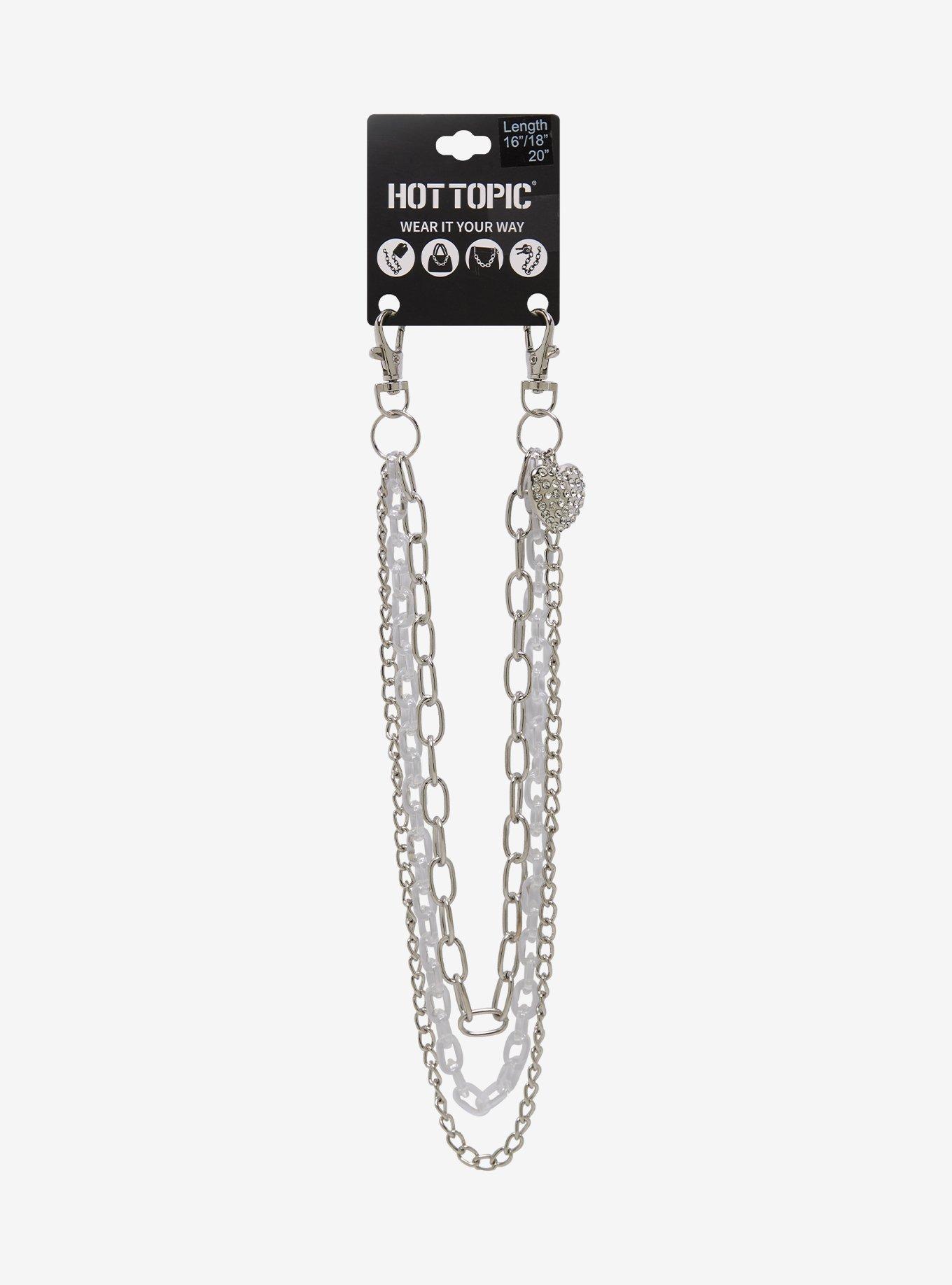 Heart Rhinestone 13 Inch, 15 Inch & 18 Inch Triple Wallet Chain