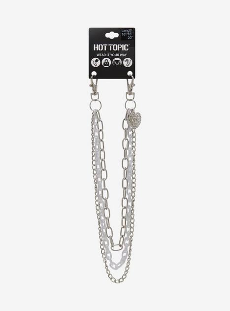 Heart Rhinestone 13 Inch, 15 Inch & 18 Inch Triple Wallet Chain