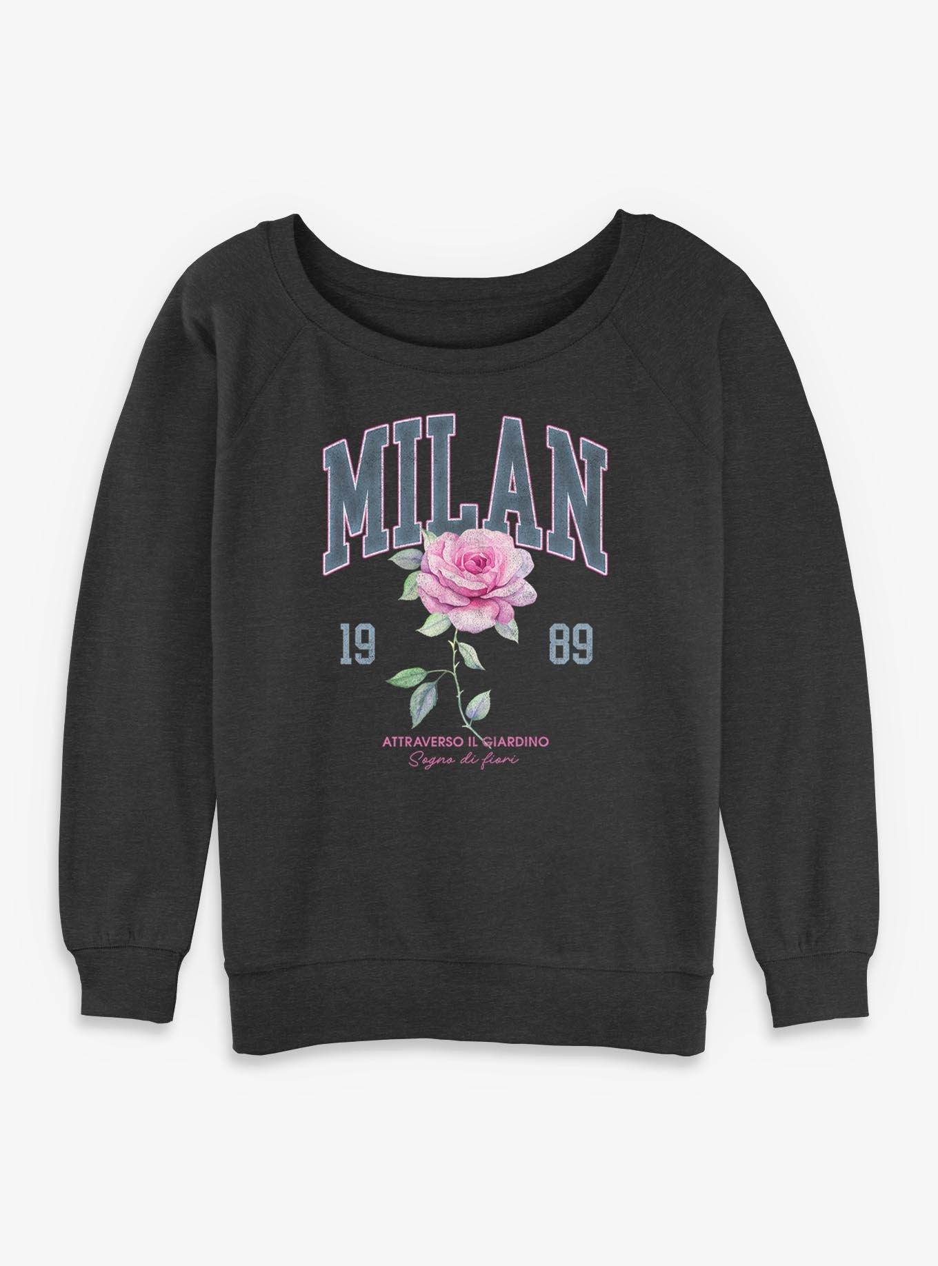 Milan Italy Dream Of Flowers Girls Slouchy Sweatshirt