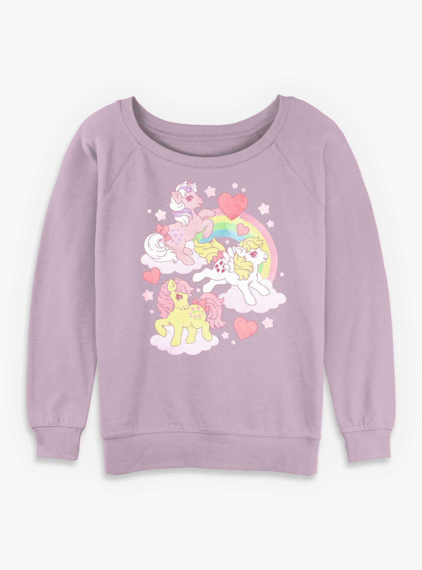 My Little Pony Pony Rainbow Luv Womens Slouchy Sweatshirt, LAVENDER, hi-res