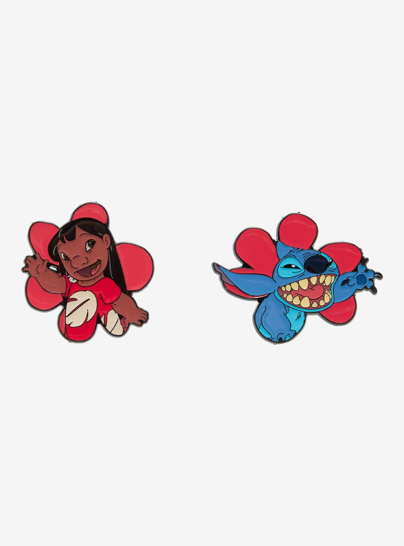 Disney Lilo & Stitch Floral Lilo & Stitch Enamel Pin Set - BoxLunch Exclusive, , hi-res