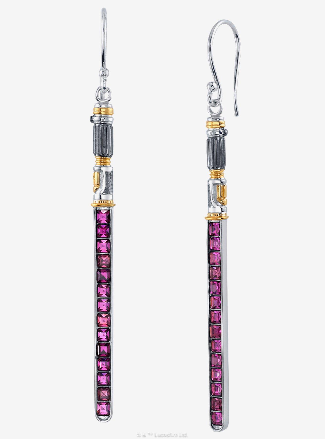 Star Wars X RockLove Mace Windu Crystal Lightsaber Earrings, , hi-res