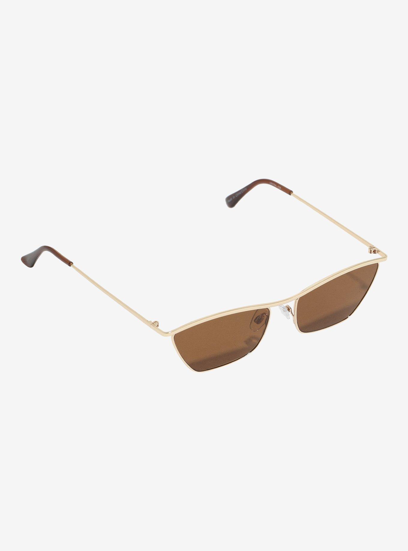 Golden Brown Rim Cat Eye Sunglasses, , hi-res