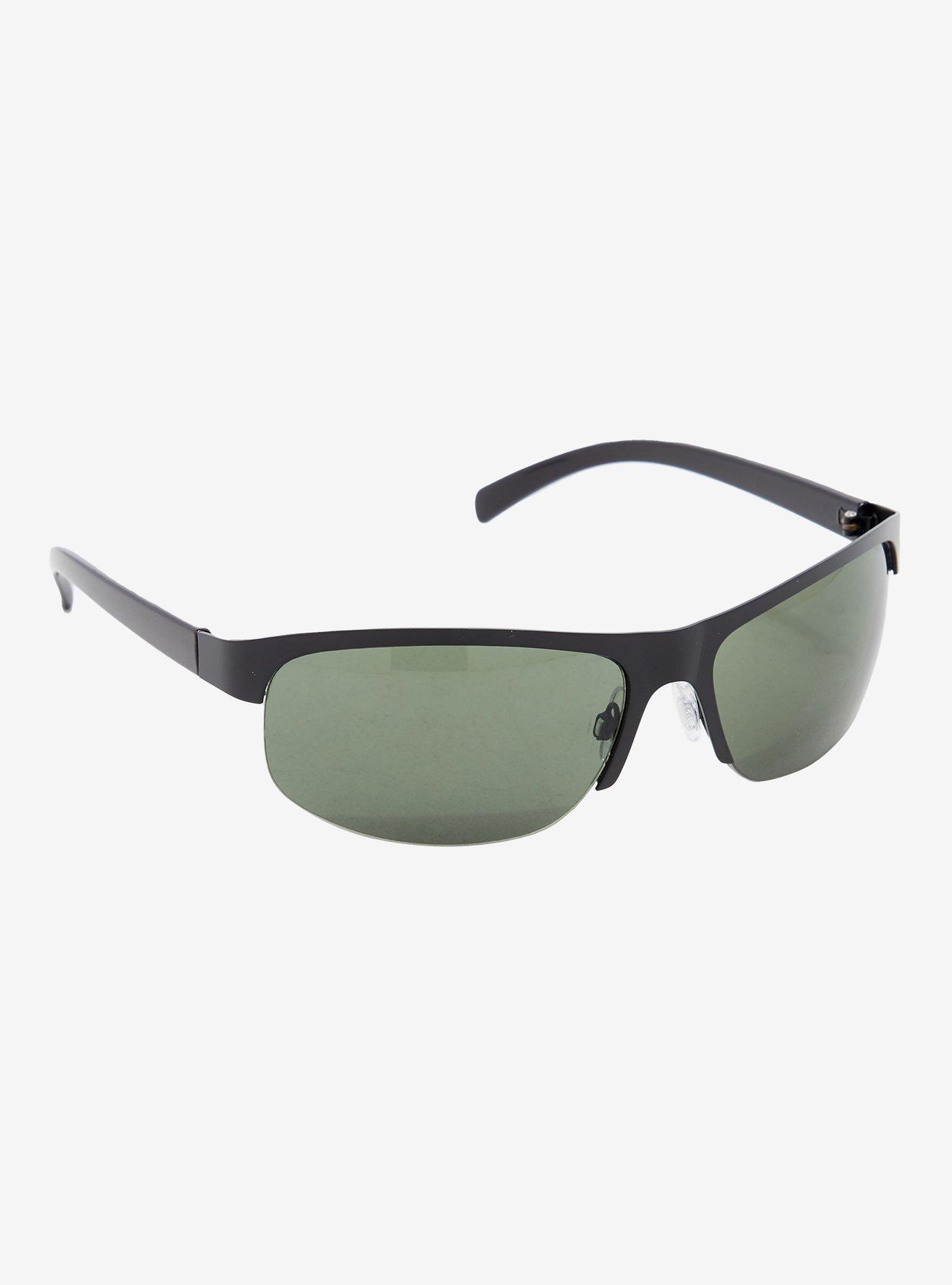 Black & Green Tint Racer Sunglasses, , hi-res