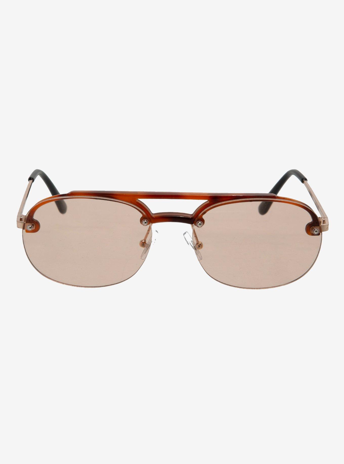 Brown Tortoiseshell Navigator Sunglasses, , hi-res