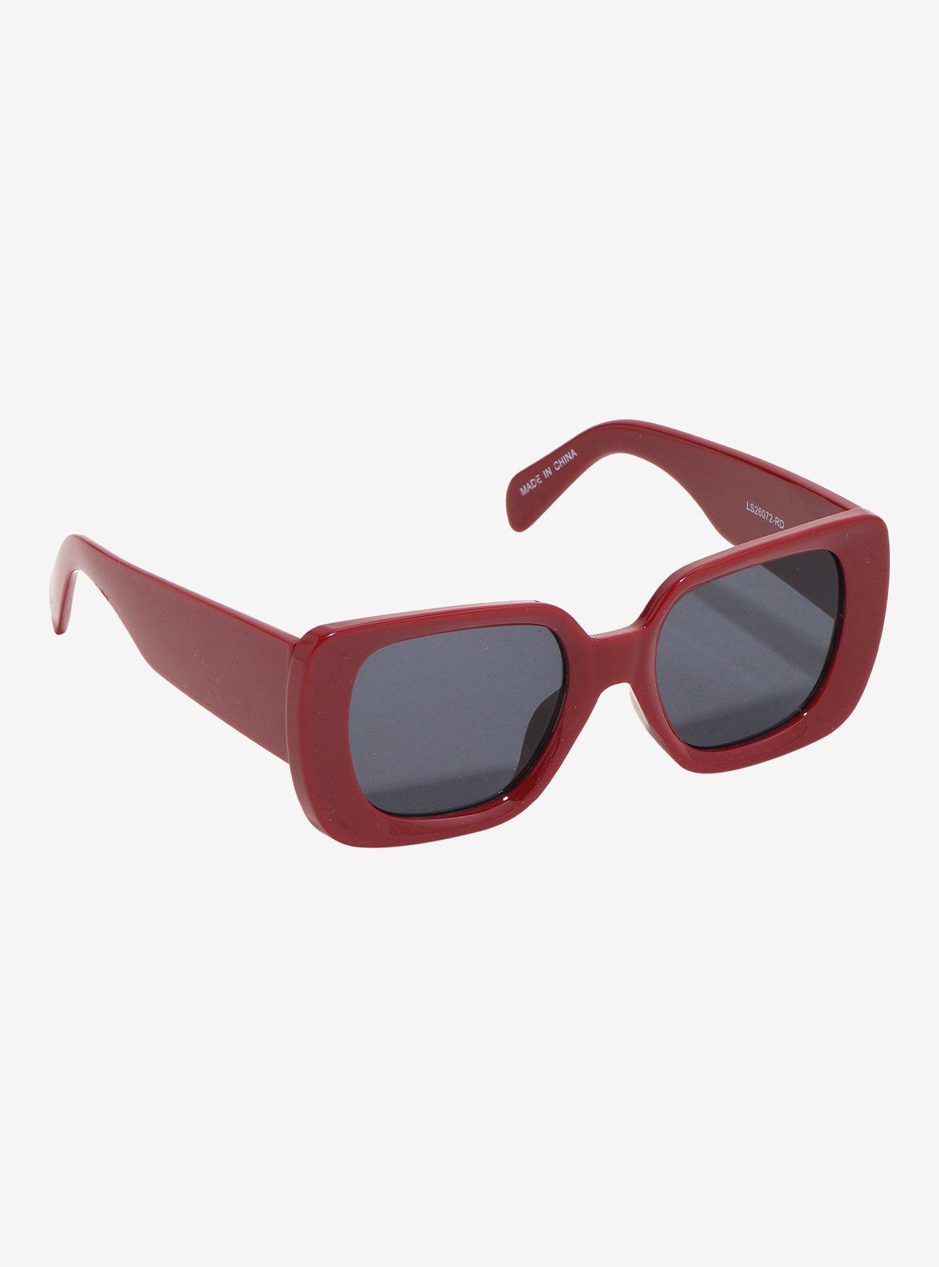 Red Rectangular Sunglasses, , hi-res