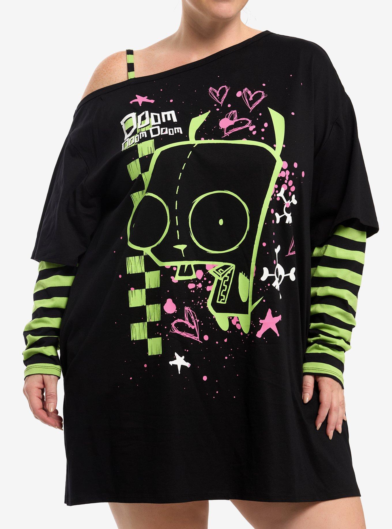 Invader Zim GIR Off-Shoulder Twofer Dress Plus Size, , hi-res