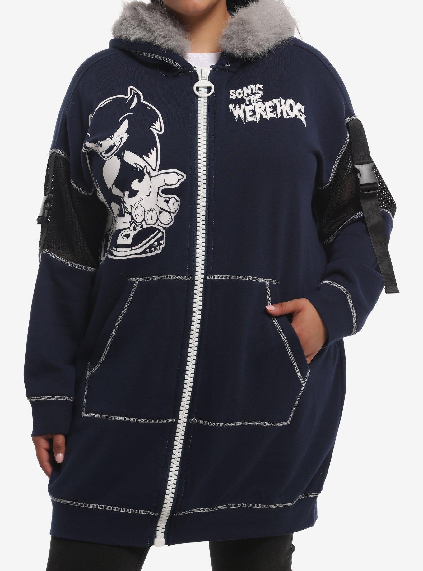Sonic The Hedgehog Werehog Fur Trim Hoodie Dress Plus Size