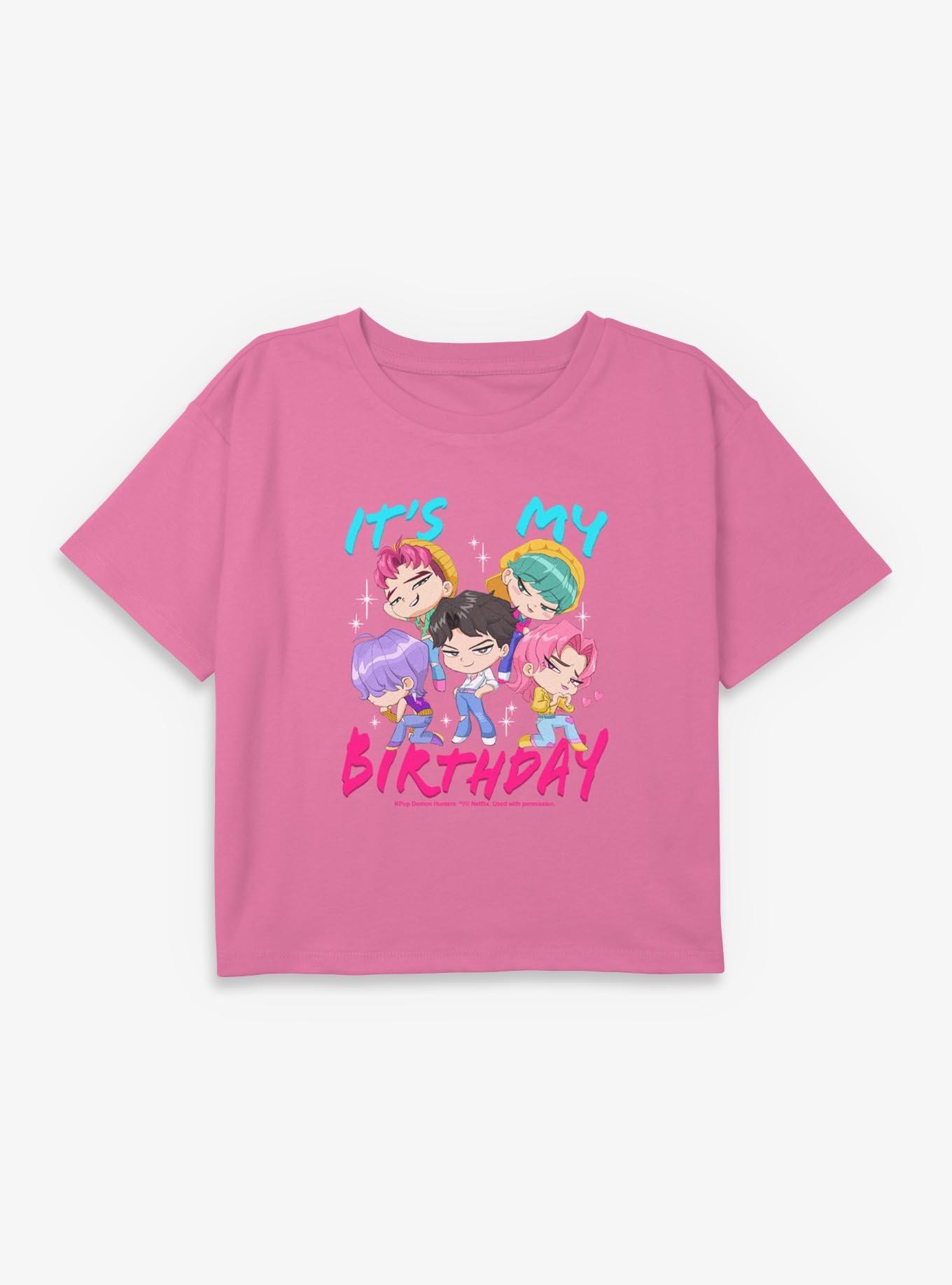 KPop Demon Hunters Saja Boys It's My Birthday Youth Girls Boxy Crop T-Shirt, , hi-res