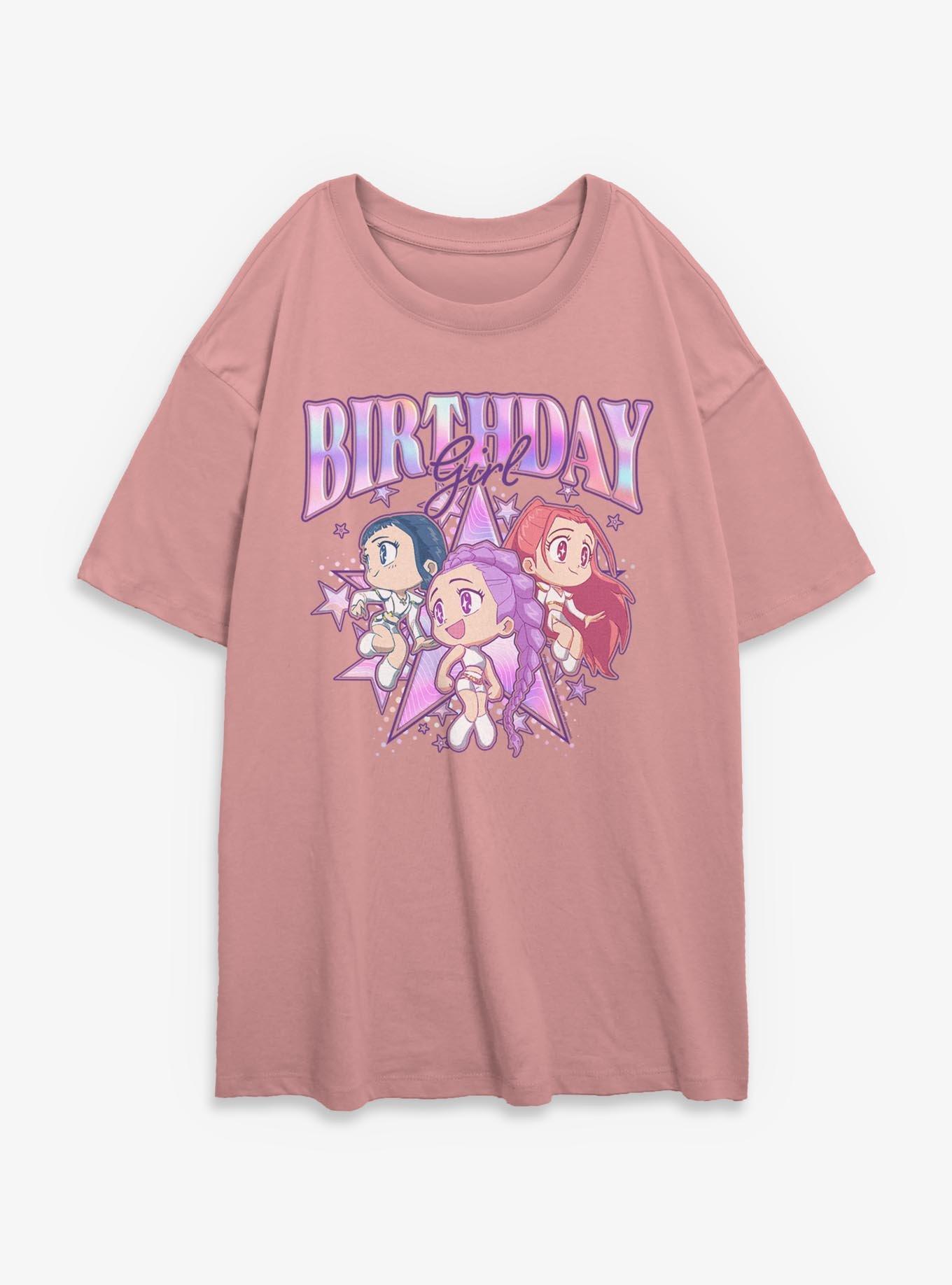 KPop Demon Hunters Huntrix Birthday Womens Oversized T-Shirt