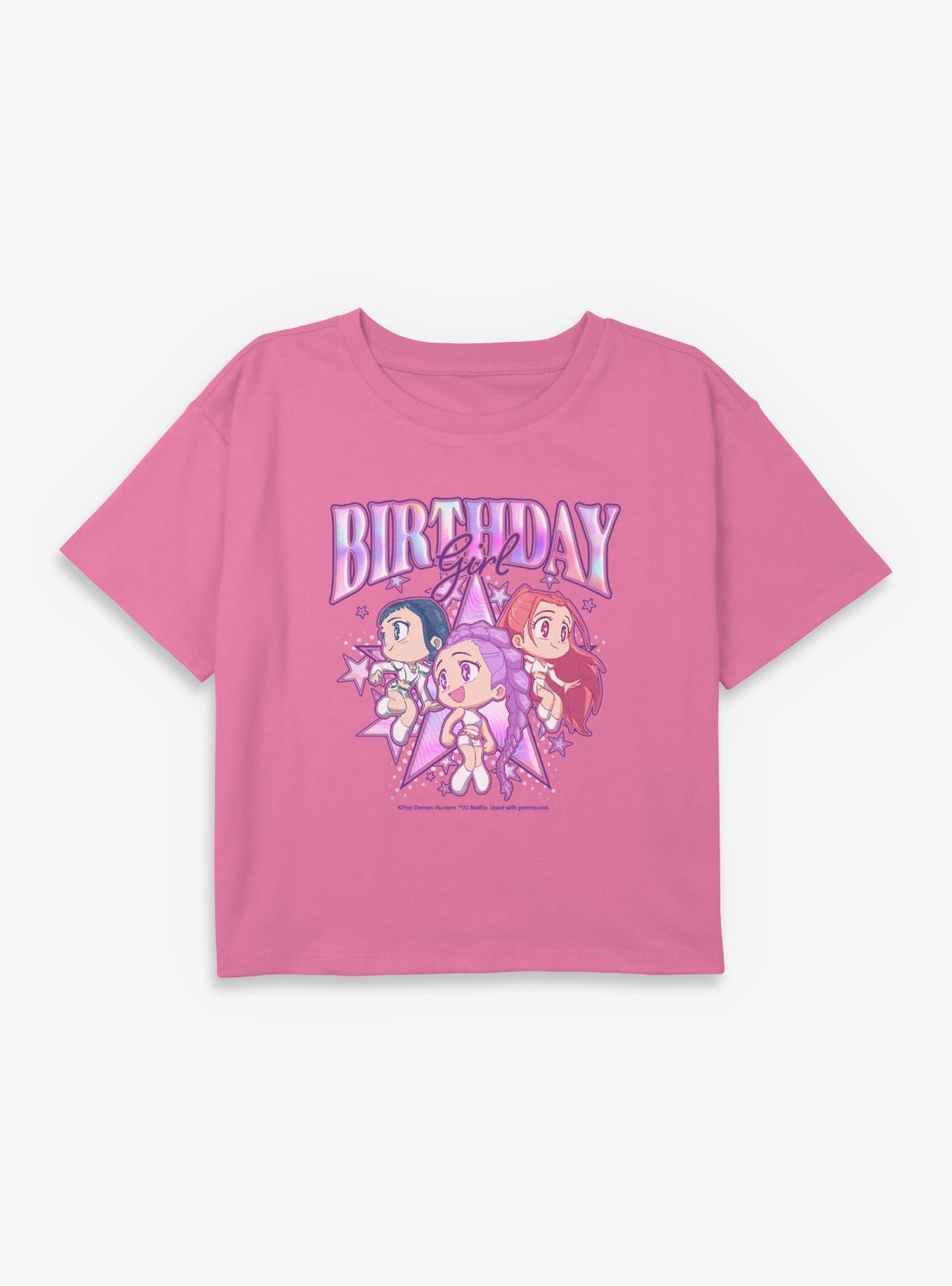 KPop Demon Hunters Huntrix Birthday Youth Girls Boxy Crop T-Shirt, , hi-res